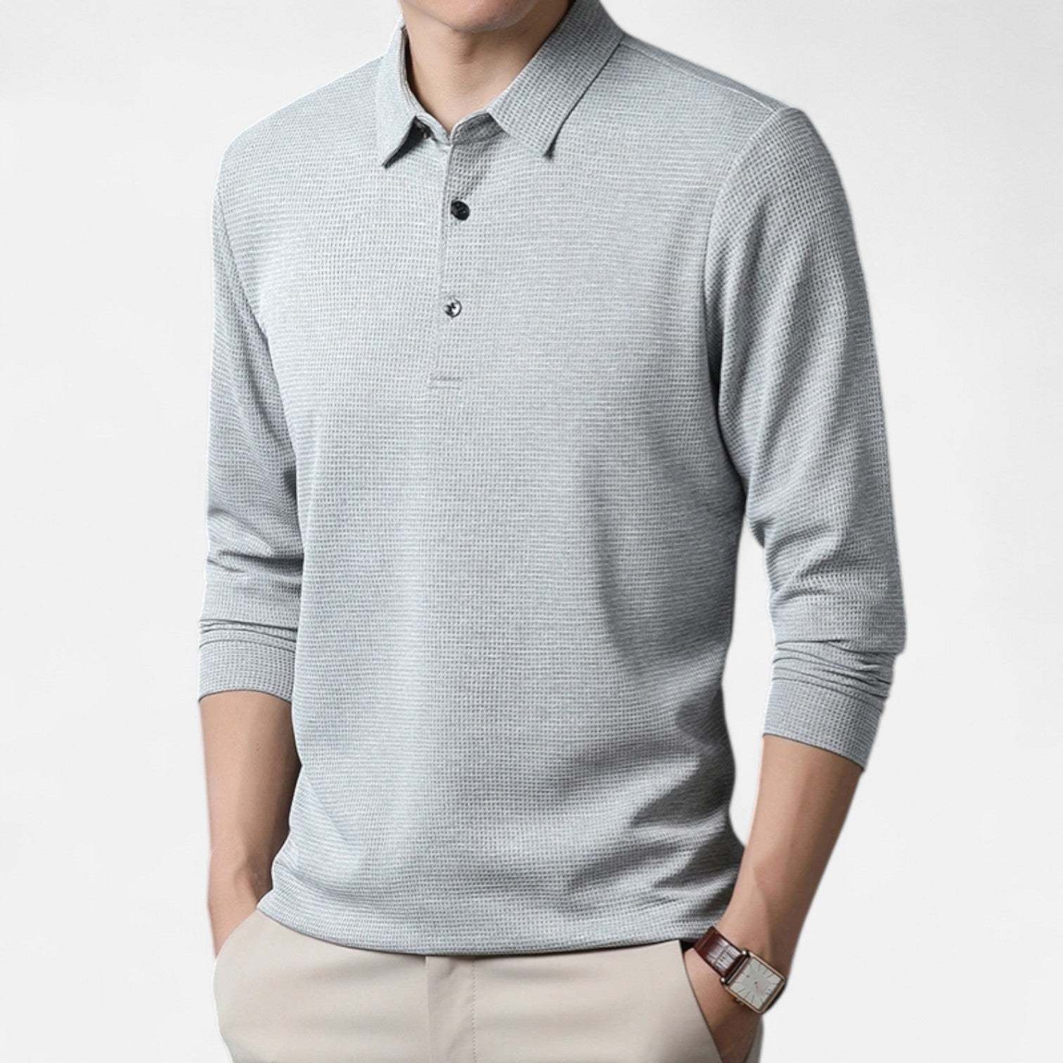 Fiventa | Men’s Business Casual Polo Shirt in Knit Texture