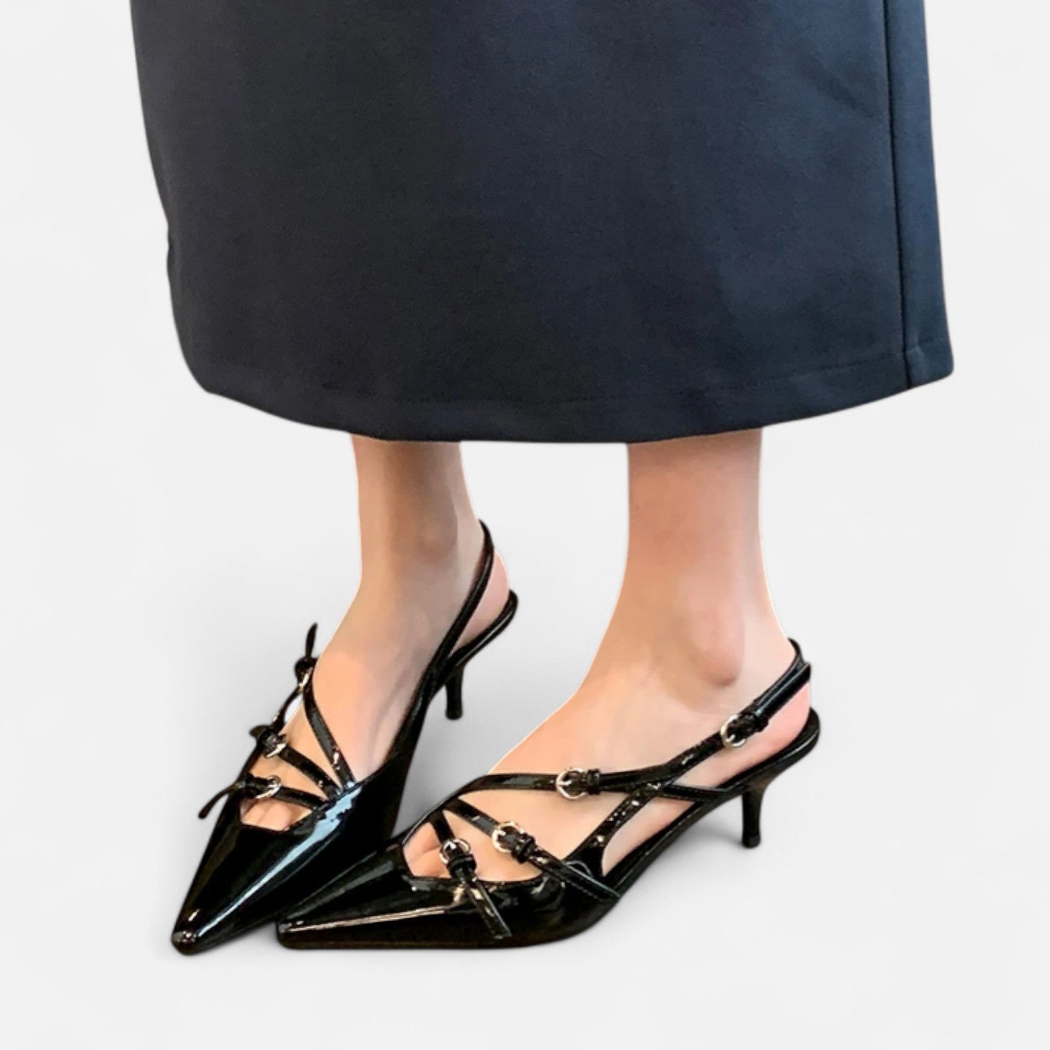 Fiventa | Women’s Narrow Band Heels in Porcelain Satin