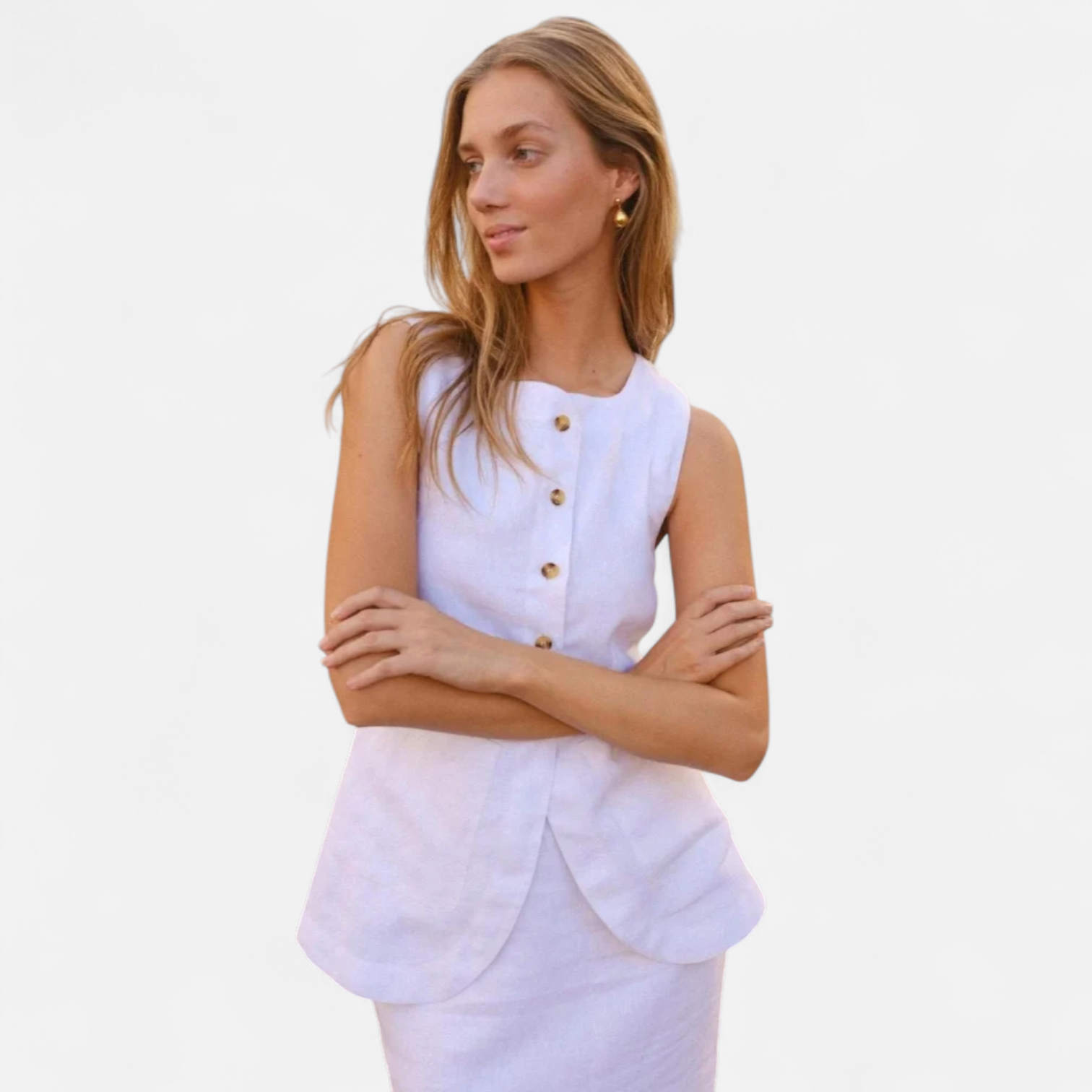 Fiventa | Women’s Cotton-Linen Vest & Maxi Skirt Set