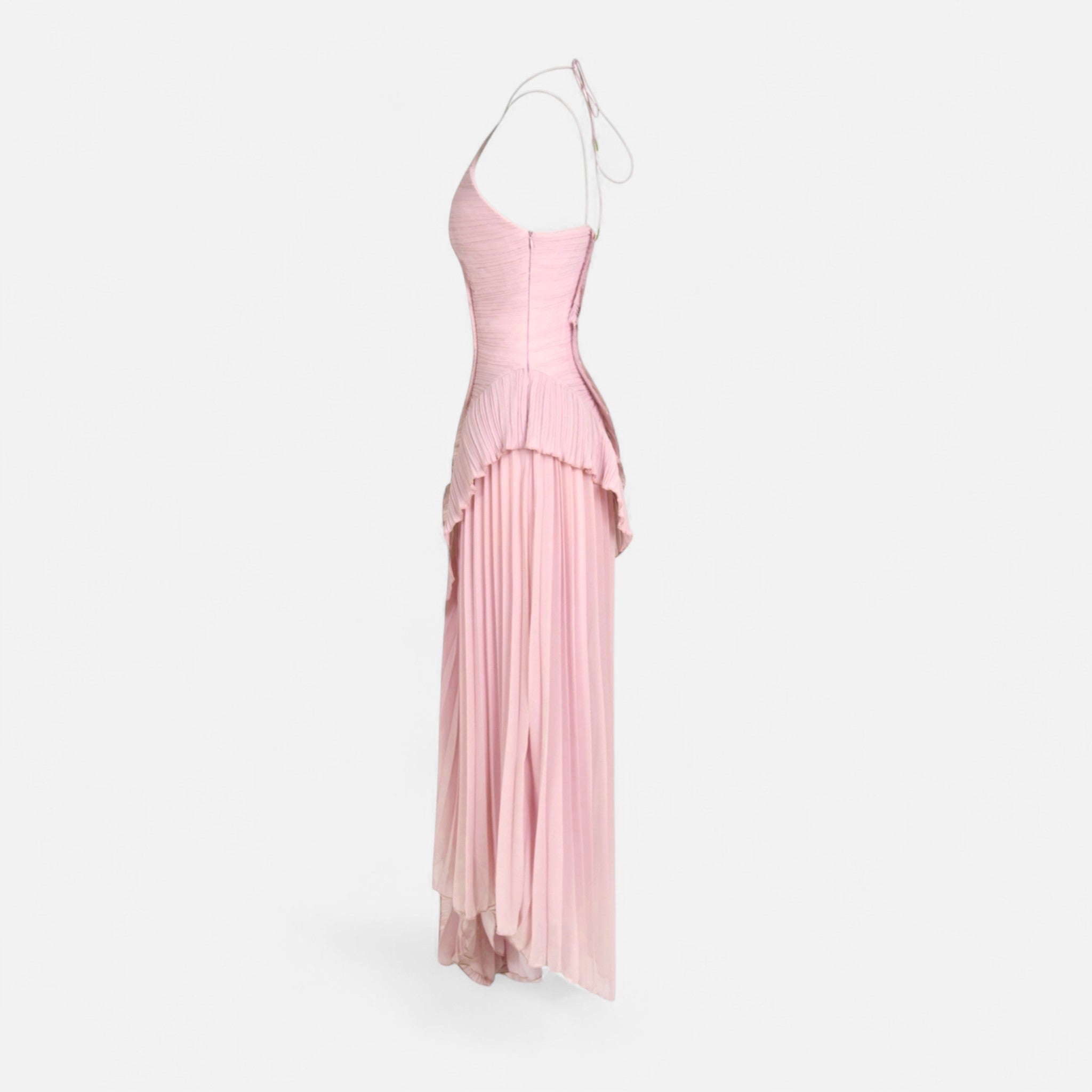 Fiventa | Women’s Ruffled Chiffon Gown with Halter Neck