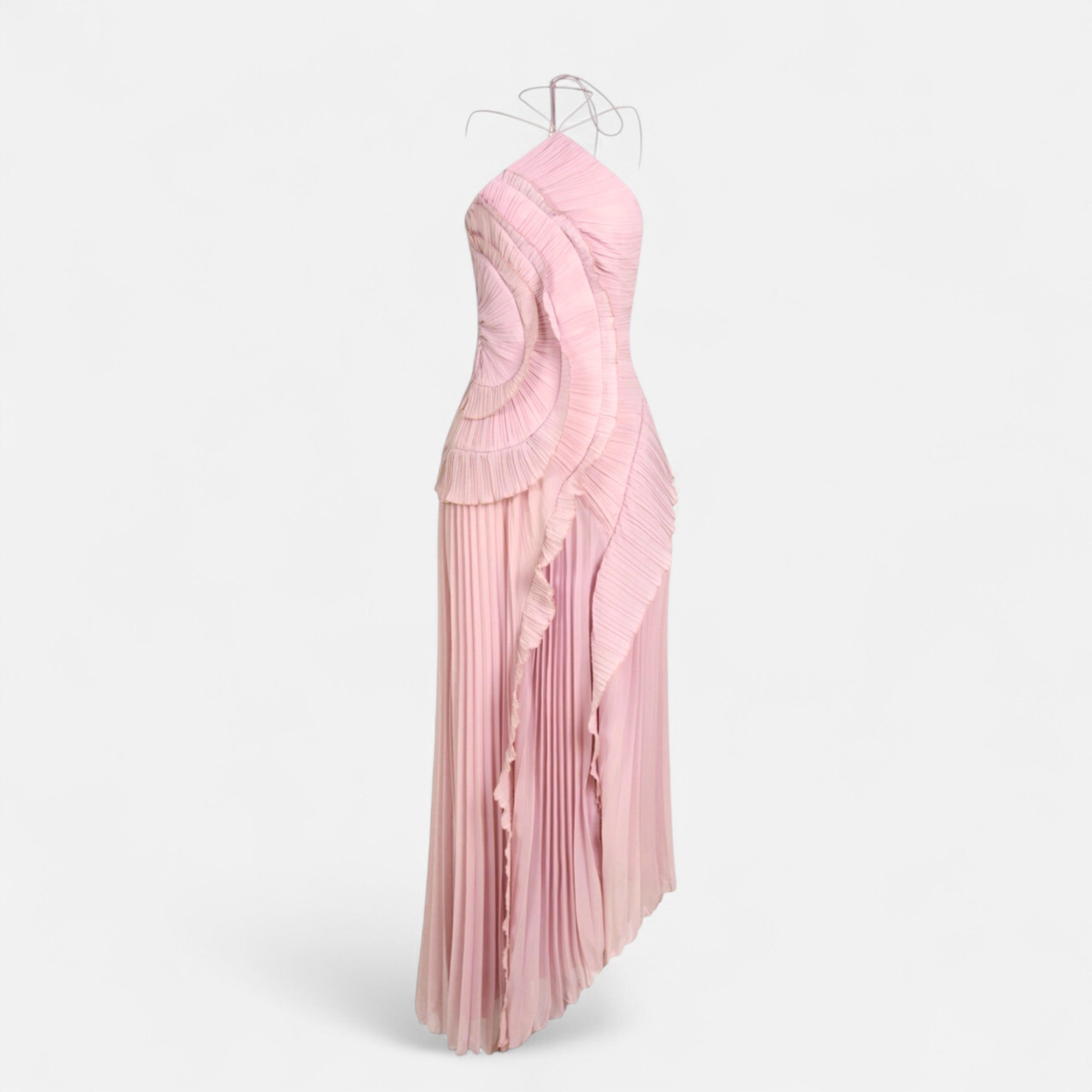 Fiventa | Women’s Ruffled Chiffon Gown with Halter Neck