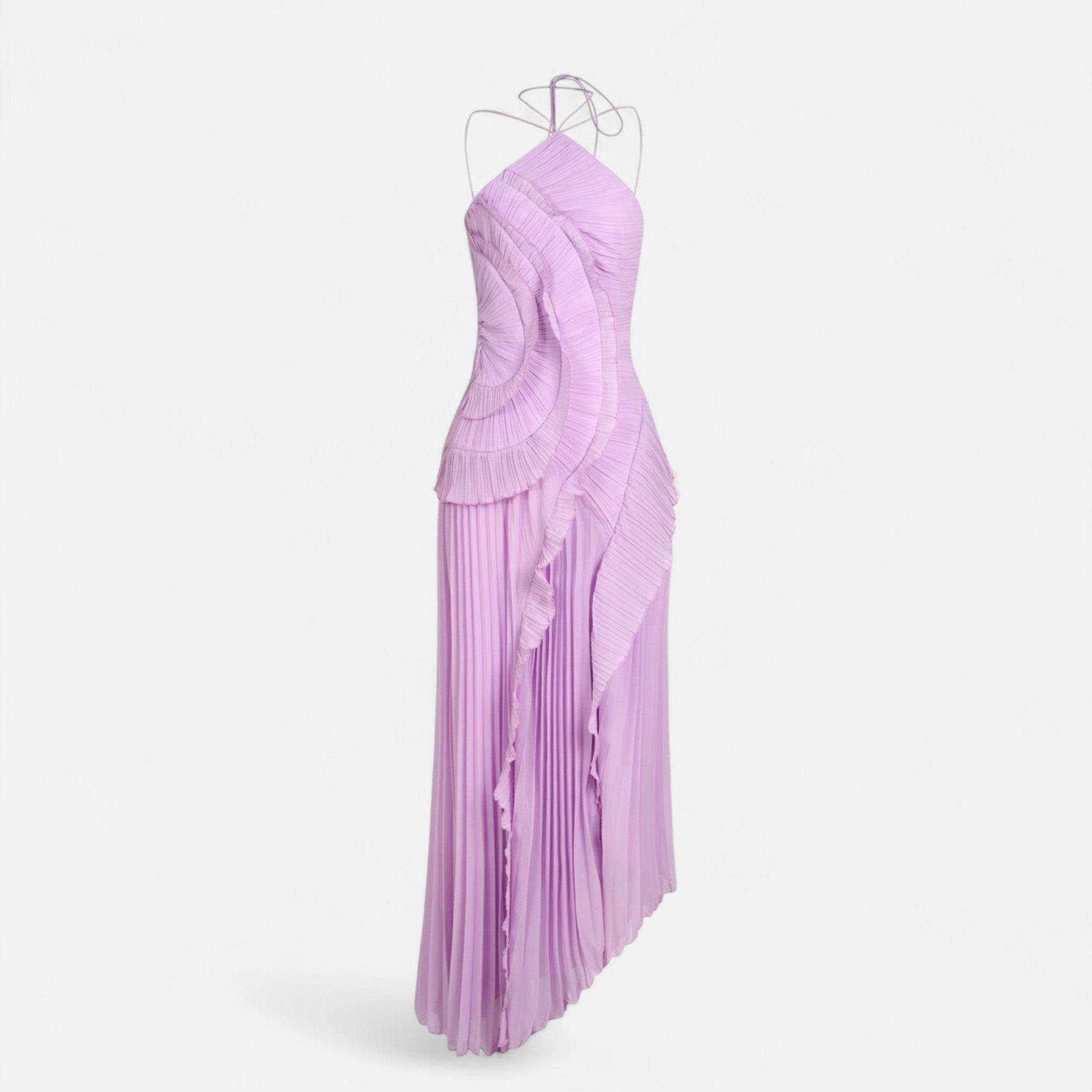 Fiventa | Women’s Ruffled Chiffon Gown with Halter Neck