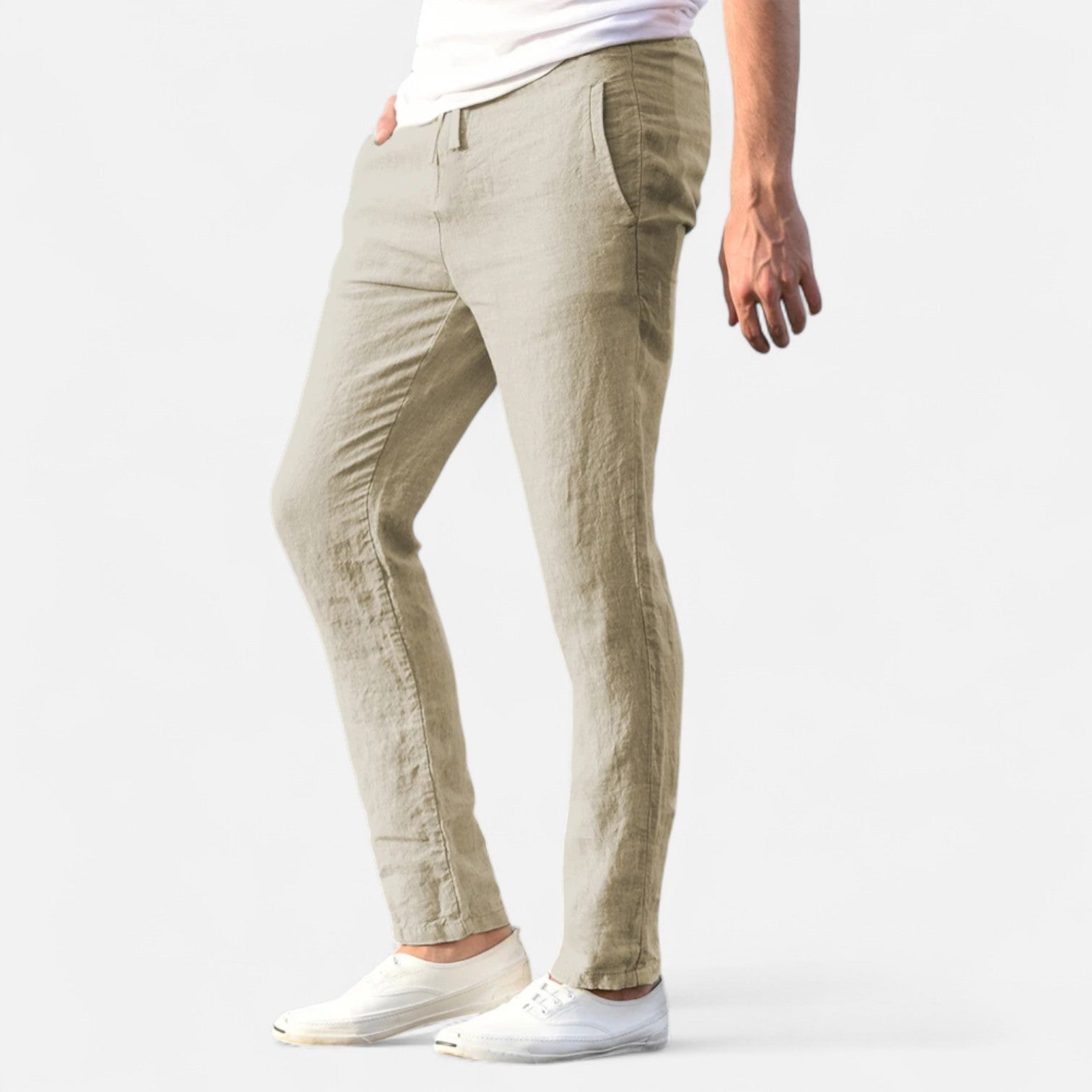 Fiventa | Men’s Breathable Solid Linen Pants for Everyday Ease