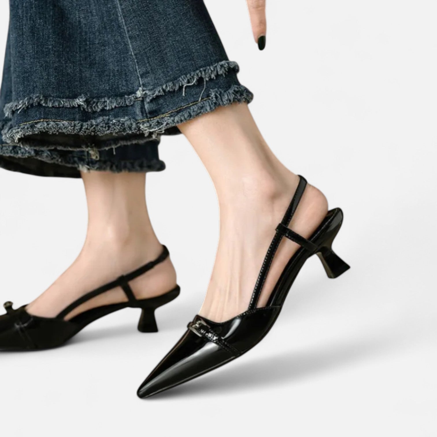 Fiventa | Women’s Mid-Heel Sandals in Polished Ivory