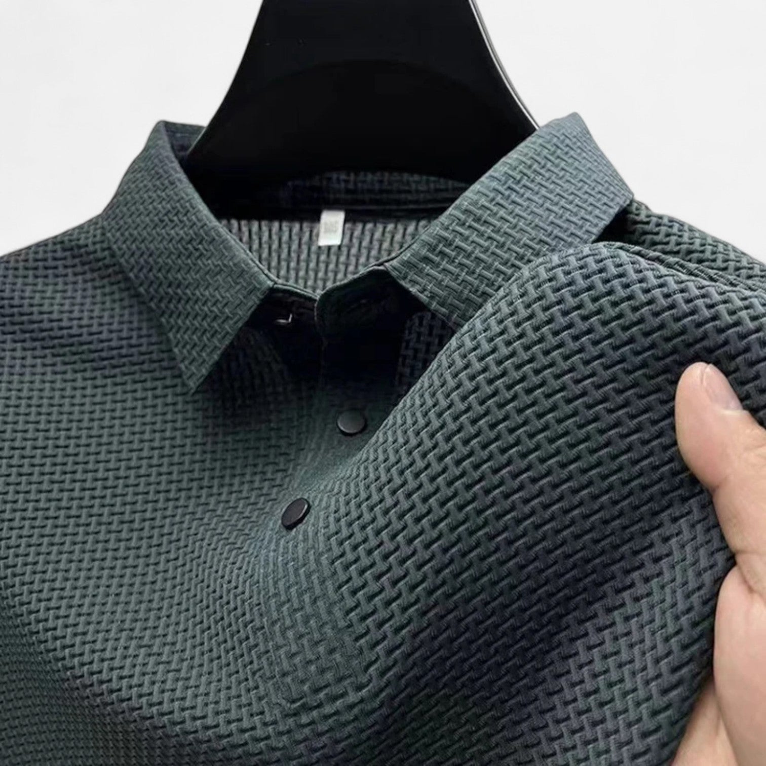 Fiventa | Men’s Summer Polo Shirt in Bone Weave Texture