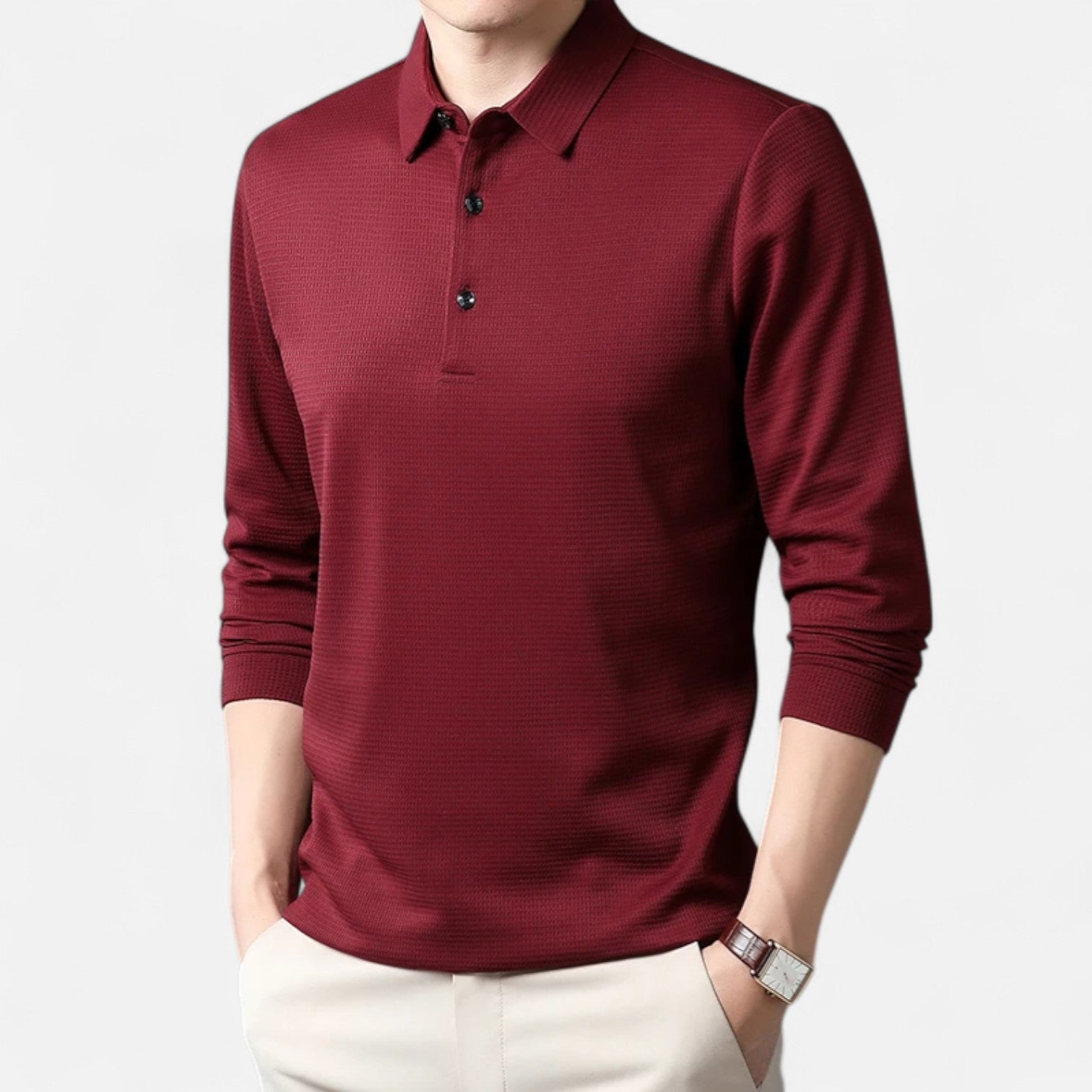Fiventa | Men’s Business Casual Polo Shirt in Knit Texture