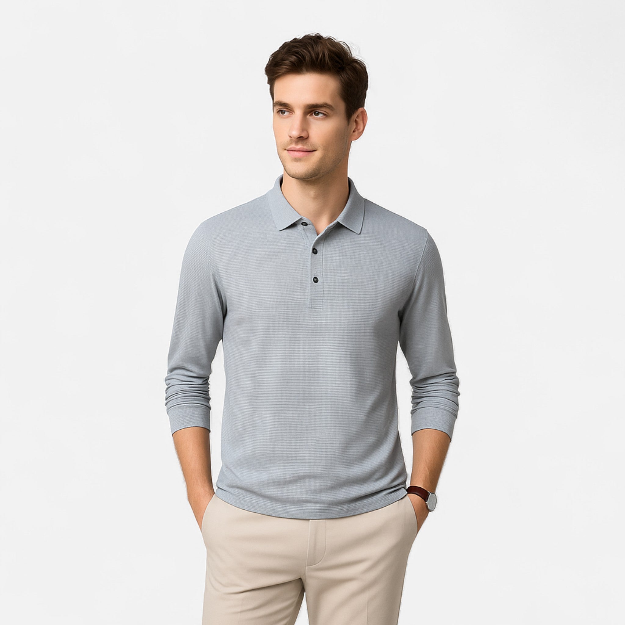 Fiventa | Men’s Business Casual Polo Shirt in Knit Texture