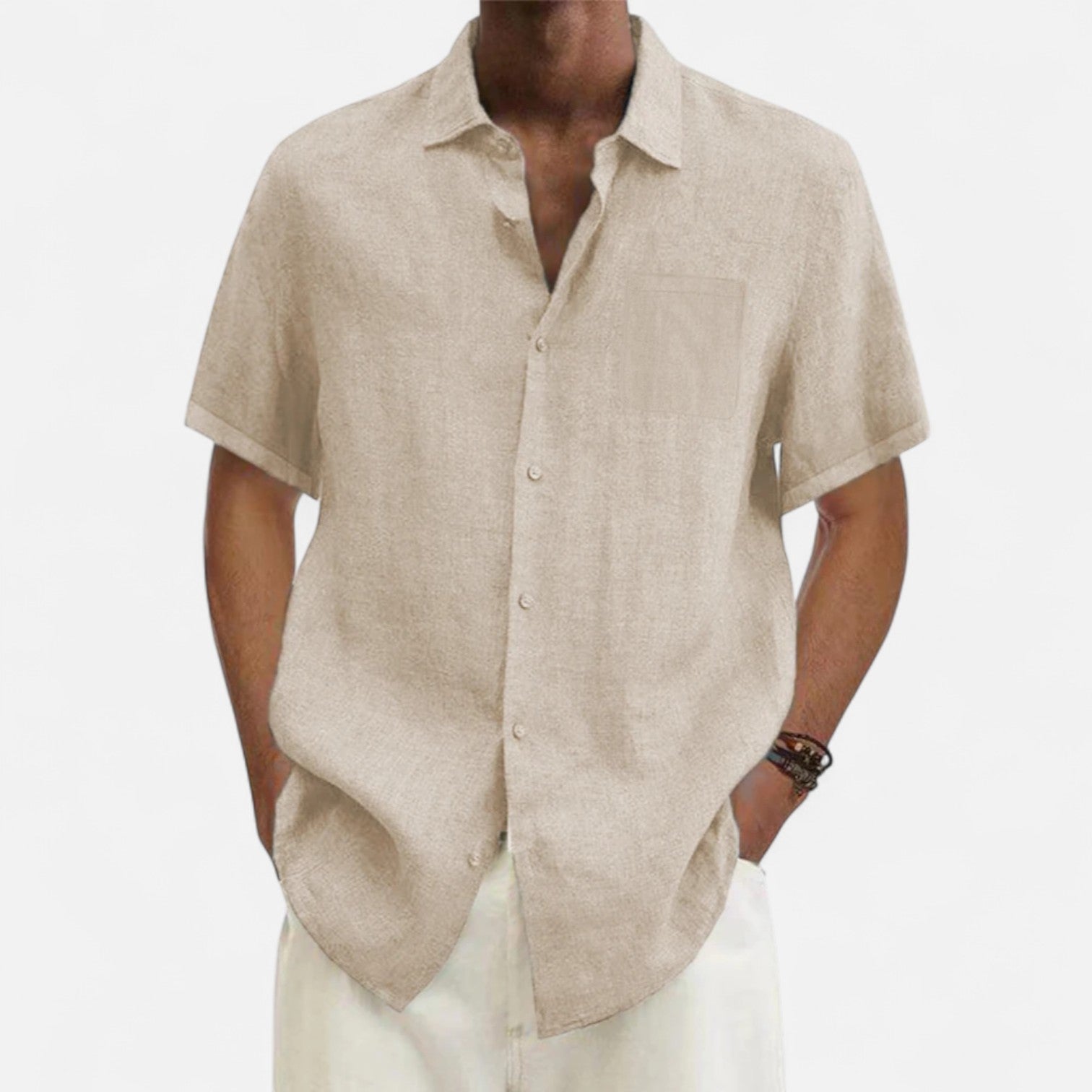 Fiventa | Men’s Short-Sleeve Beach Shirt with Turn-Down Collar