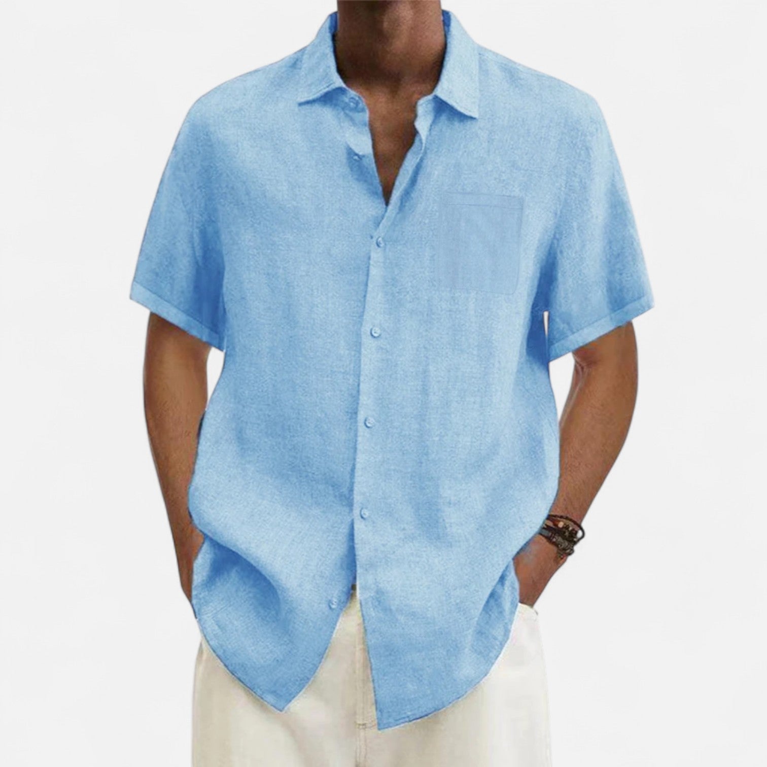 Fiventa | Men’s Short-Sleeve Beach Shirt with Turn-Down Collar