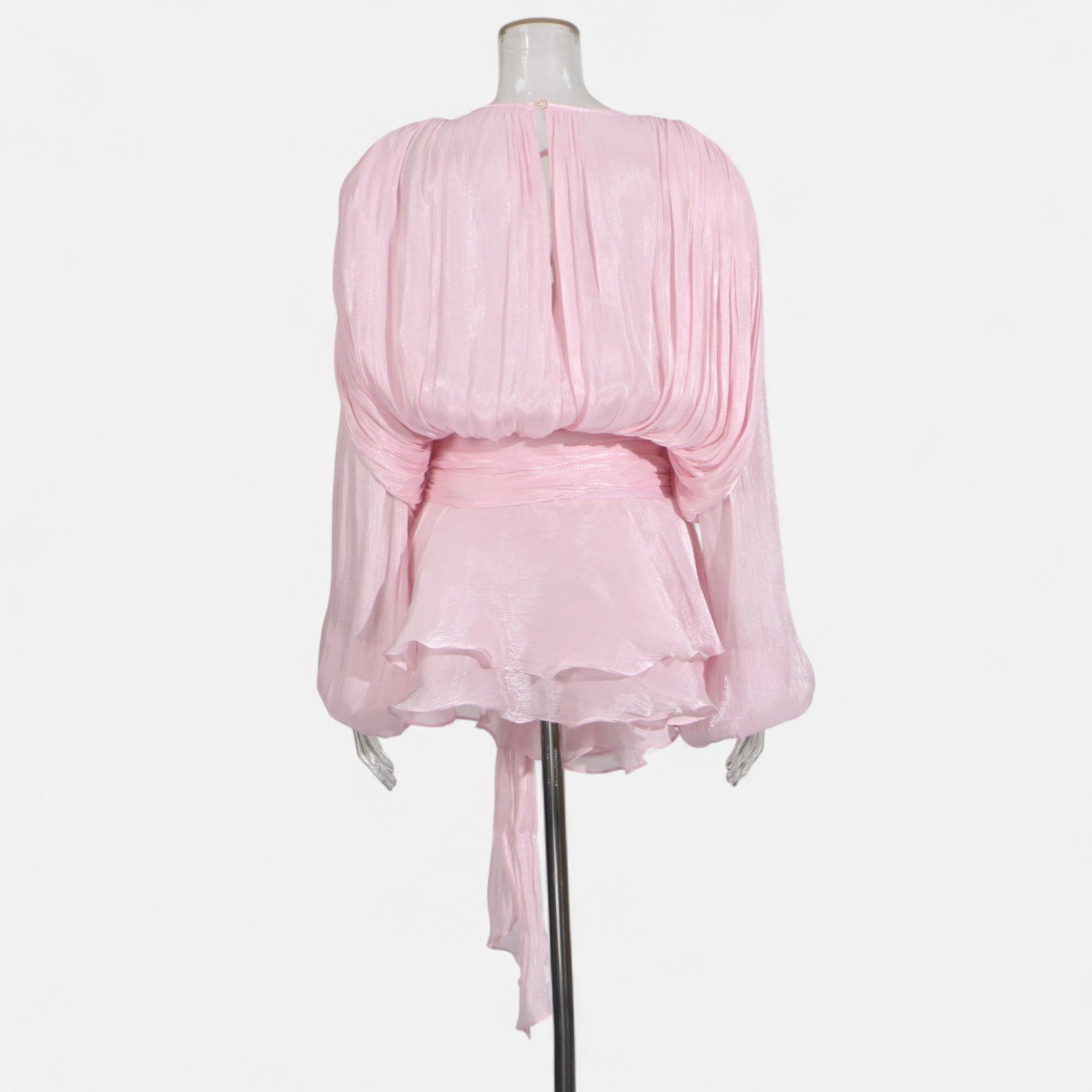 Fiventa | Women’s Draped Silk-Effect Blouse Dress with Waist Tie