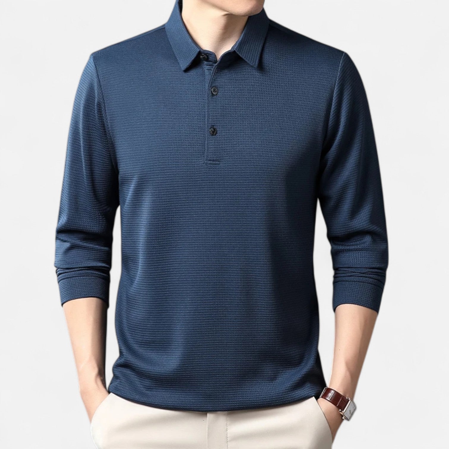 Fiventa | Men’s Business Casual Polo Shirt in Knit Texture
