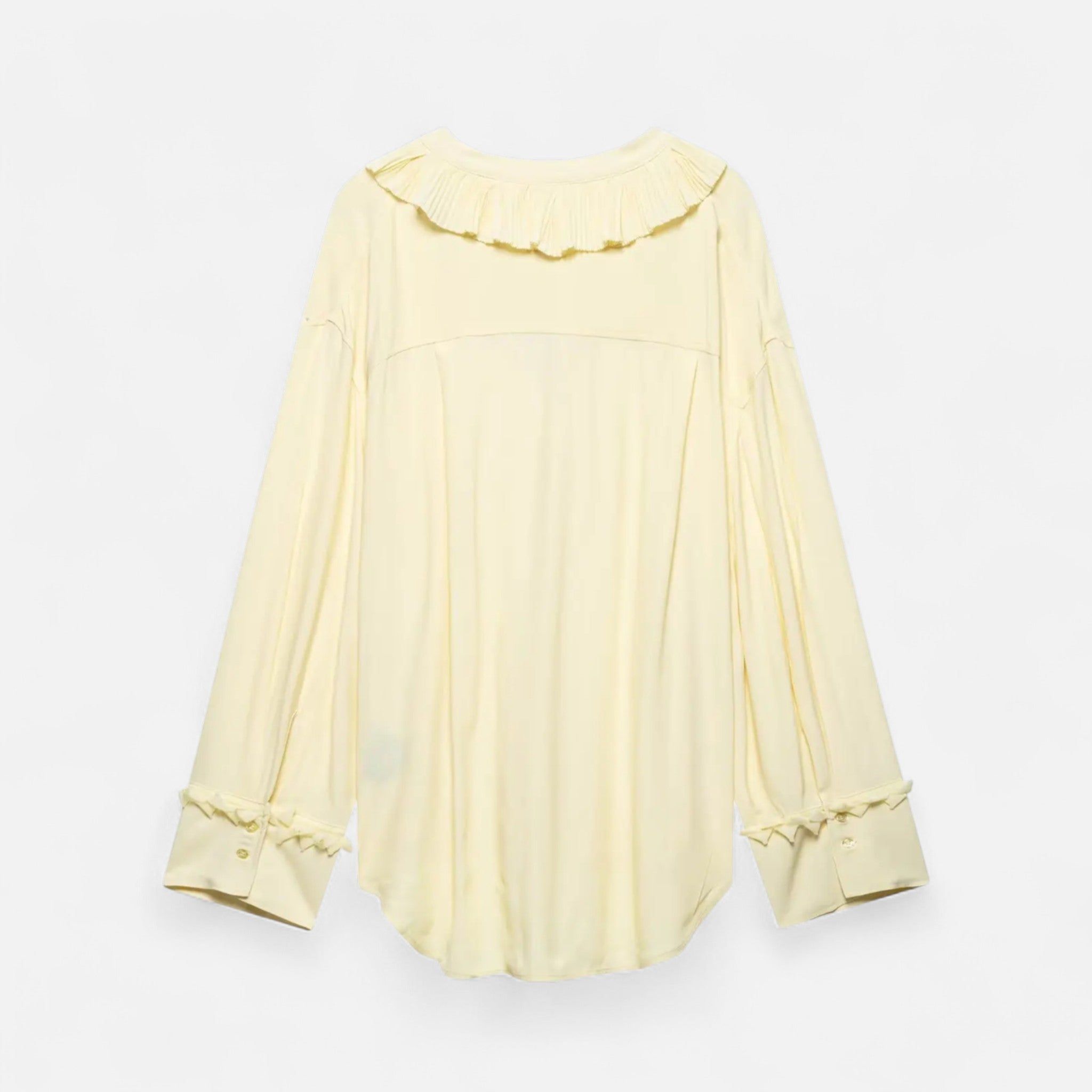 Fiventa | Women’s Ruffled Tie-Front Blouse in Marigold Yellow