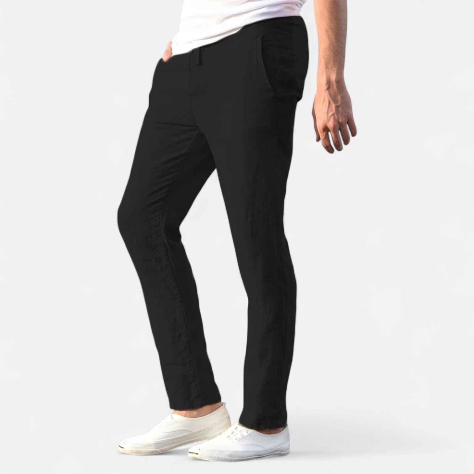 Fiventa | Men’s Breathable Solid Linen Pants for Everyday Ease