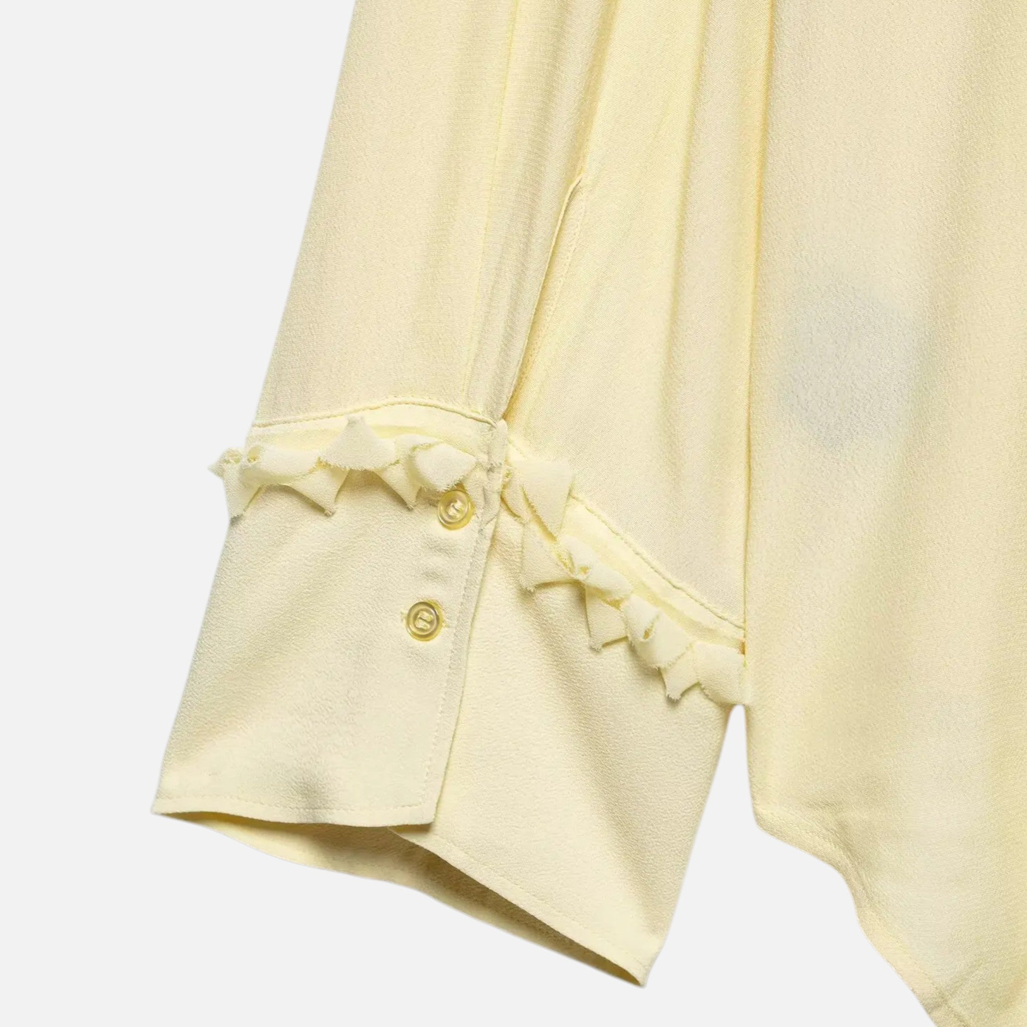 Fiventa | Women’s Ruffled Tie-Front Blouse in Marigold Yellow