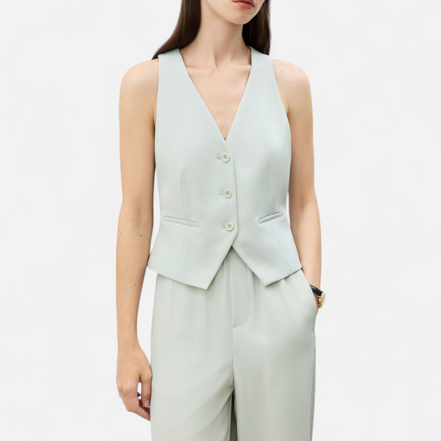 Fiventa | Women’s Tailored Vest & Wide-Leg Pants Suit