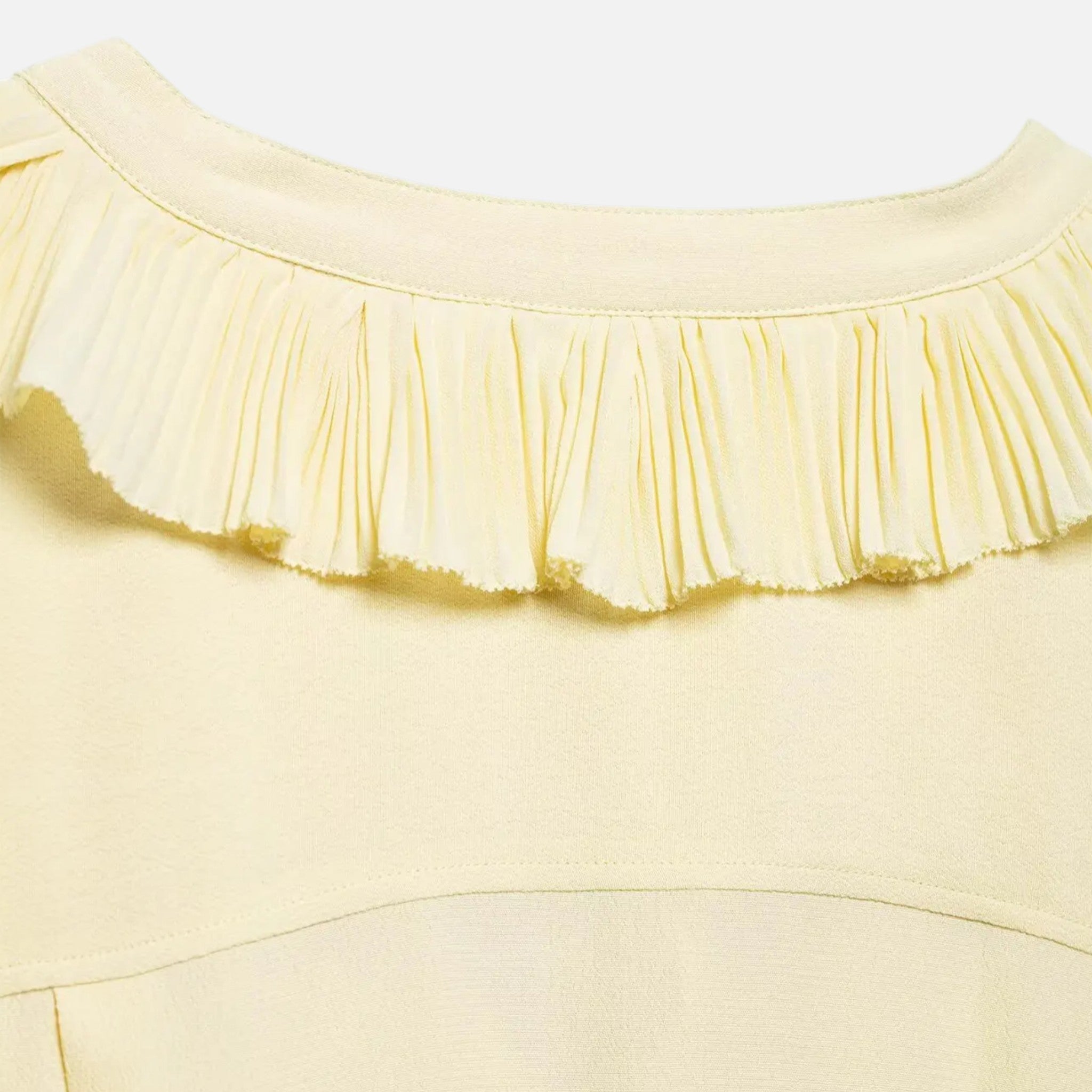 Fiventa | Women’s Ruffled Tie-Front Blouse in Marigold Yellow