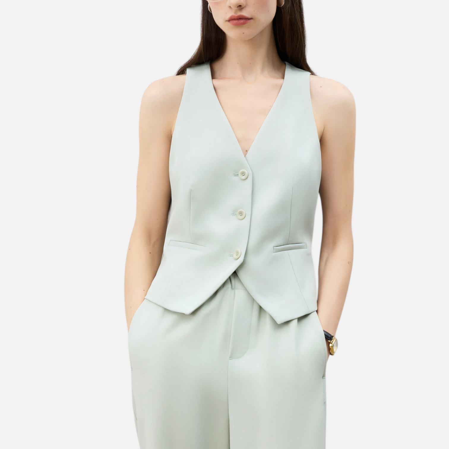 Fiventa | Women’s Tailored Vest & Wide-Leg Pants Suit
