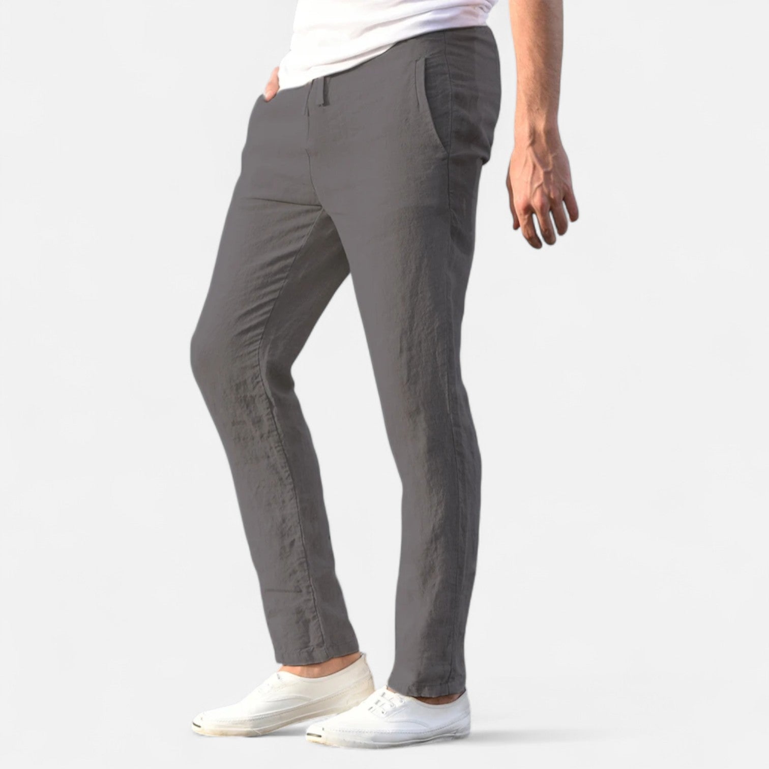 Fiventa | Men’s Breathable Solid Linen Pants for Everyday Ease
