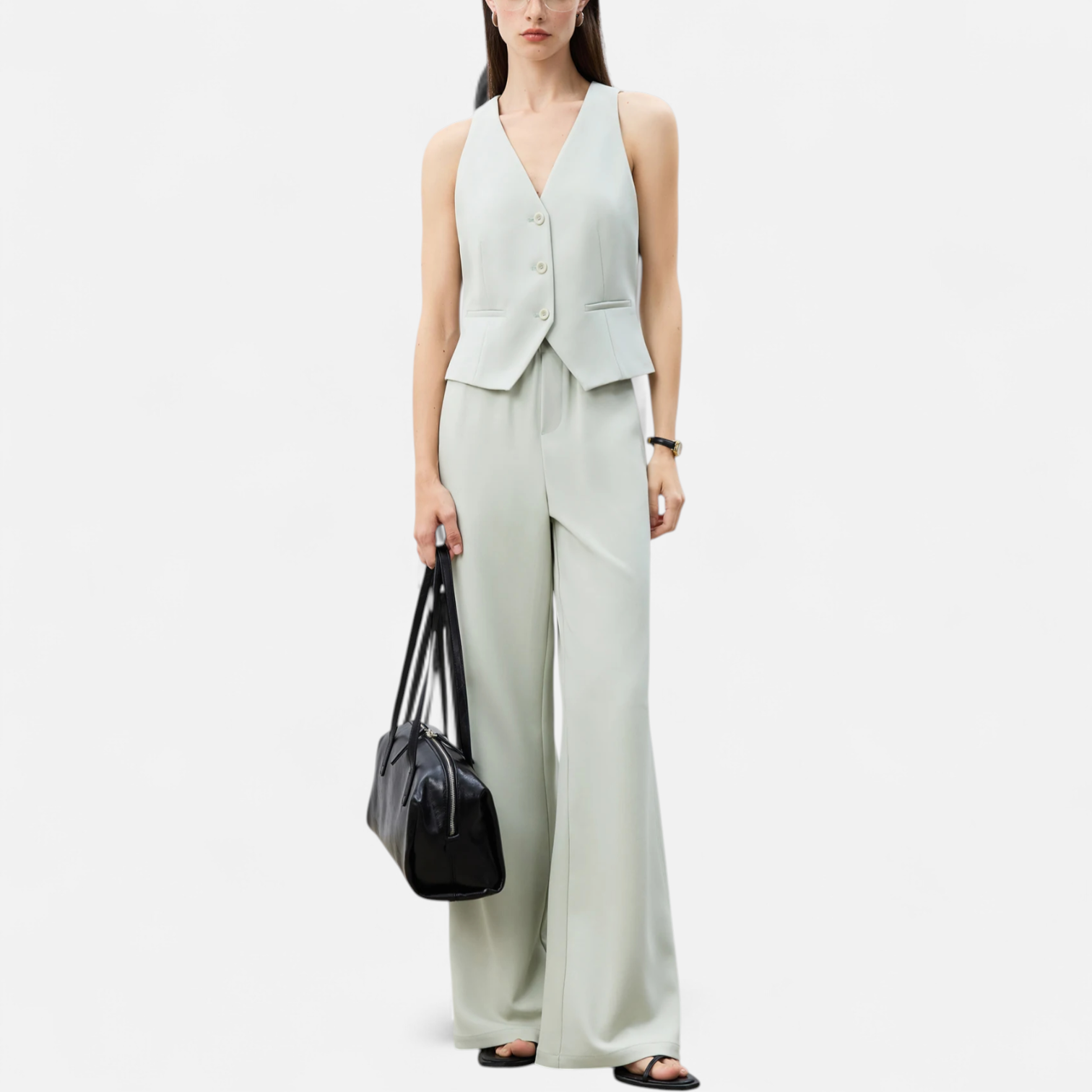 Fiventa | Women’s Tailored Vest & Wide-Leg Pants Suit