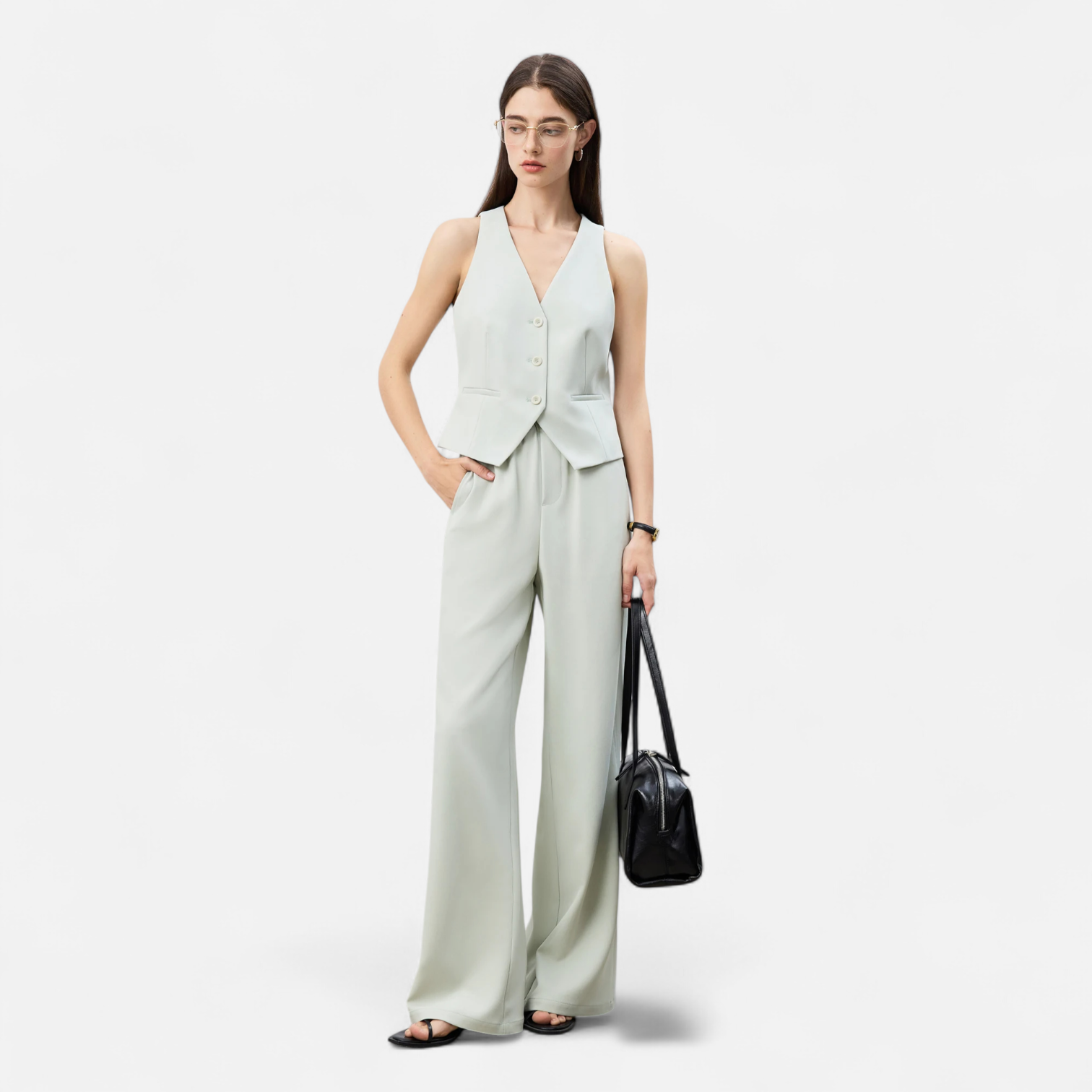 Fiventa | Women’s Tailored Vest & Wide-Leg Pants Suit