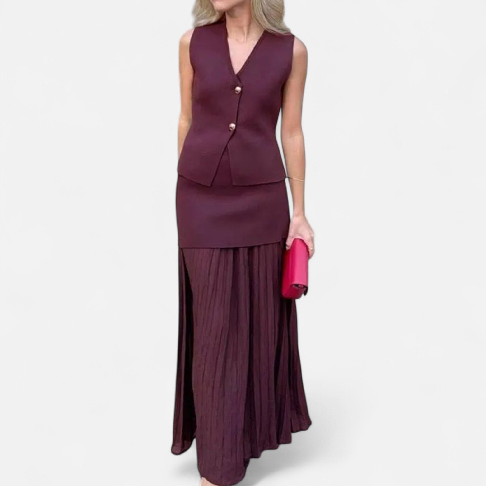 Fiventa | Women’s Knitted Vest & High-Waist Skirt Set
