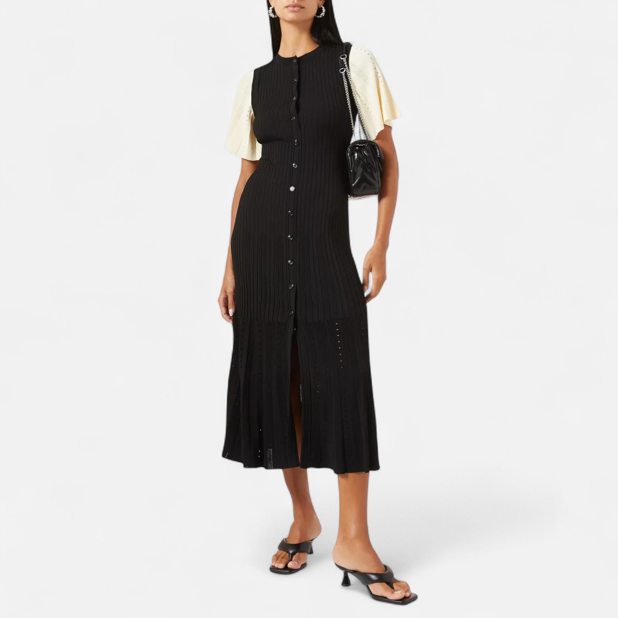 Fiventa | Women’s Elegant Patchwork Knit Dress in Riviera Length
