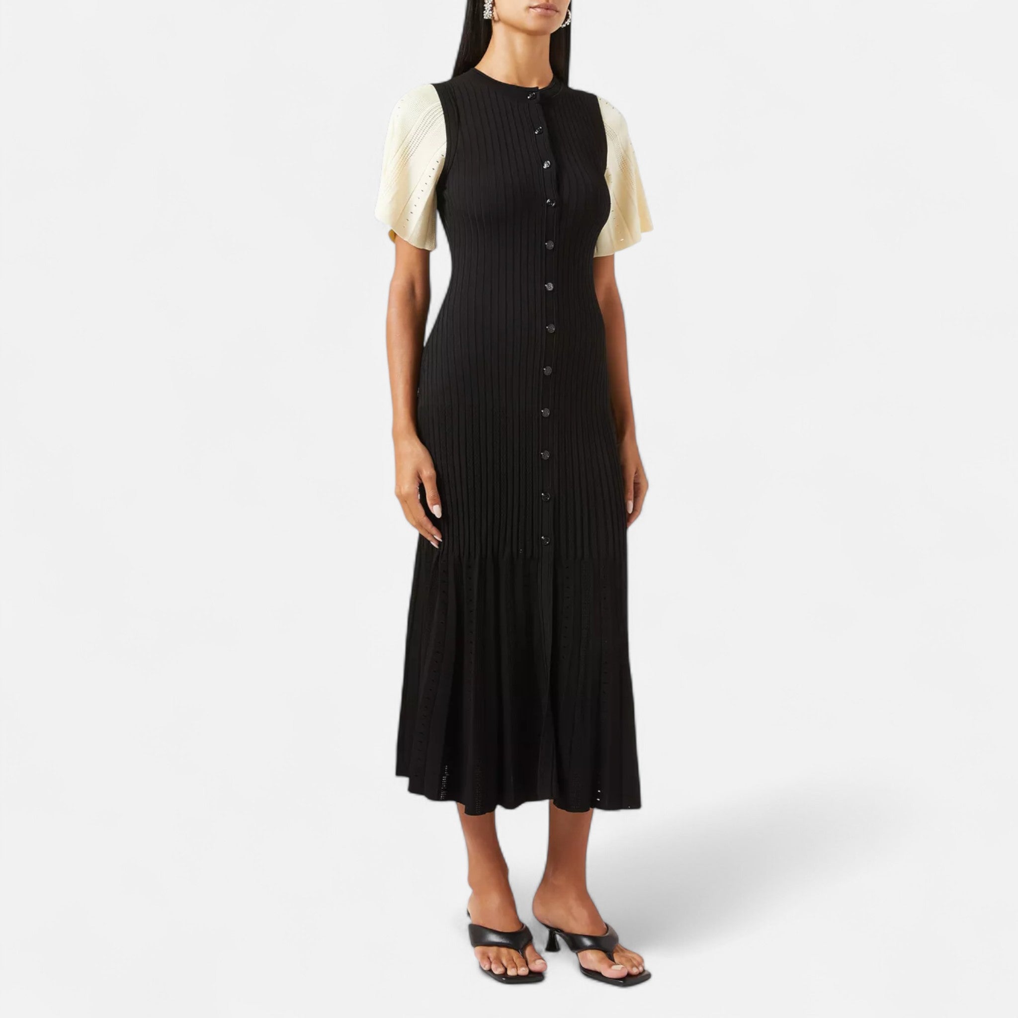 Fiventa | Women’s Elegant Patchwork Knit Dress in Riviera Length