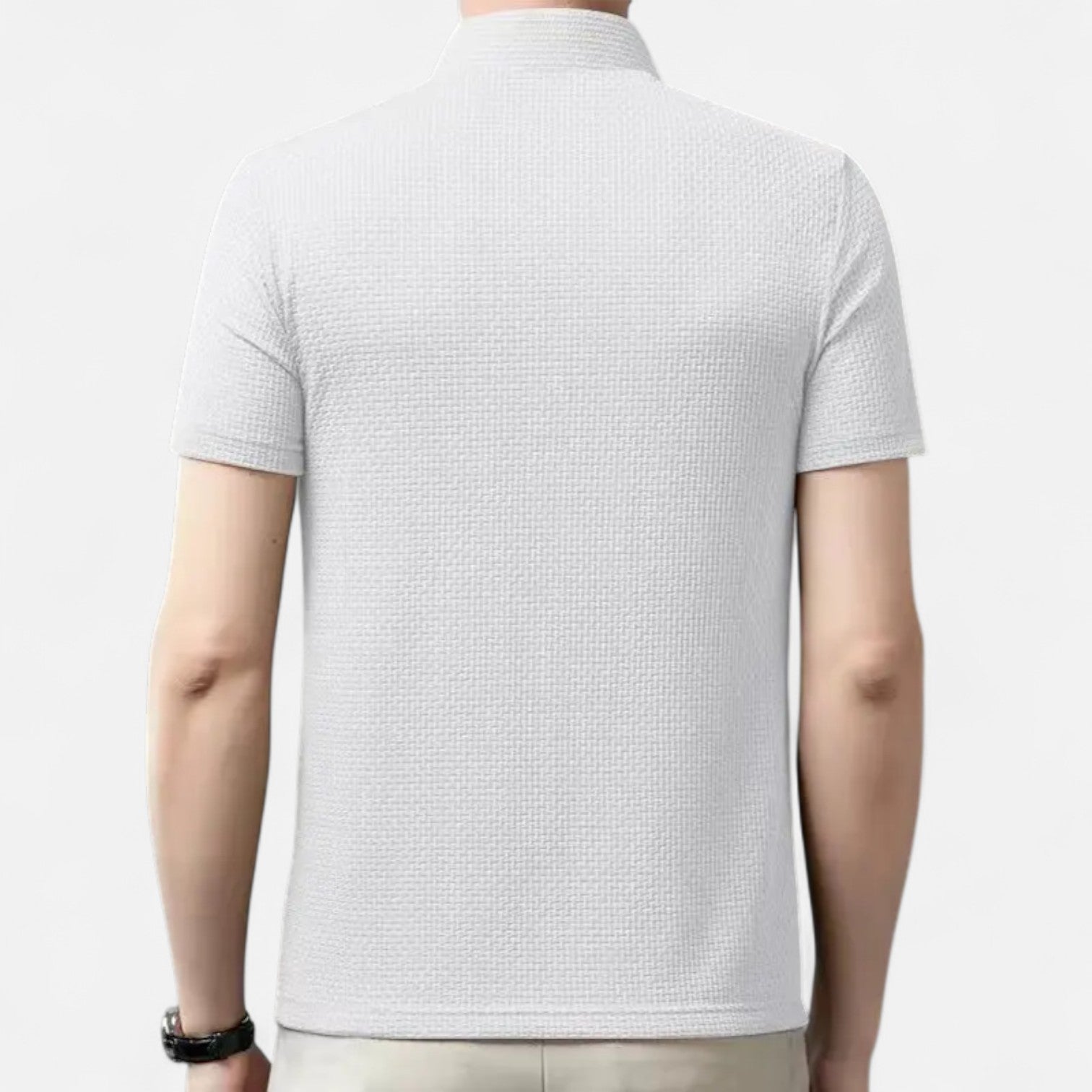 Fiventa | Men’s Summer Polo Shirt in Bone Weave Texture