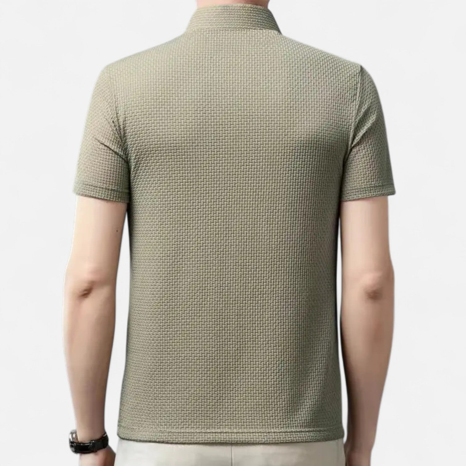 Fiventa | Men’s Summer Polo Shirt in Bone Weave Texture
