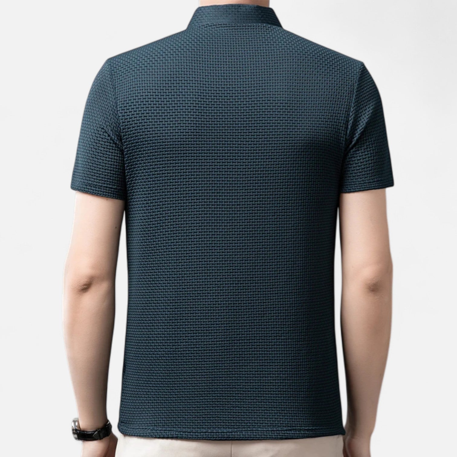 Fiventa | Men’s Summer Polo Shirt in Bone Weave Texture