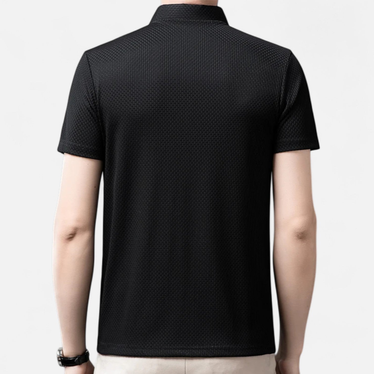Fiventa | Men’s Summer Polo Shirt in Bone Weave Texture