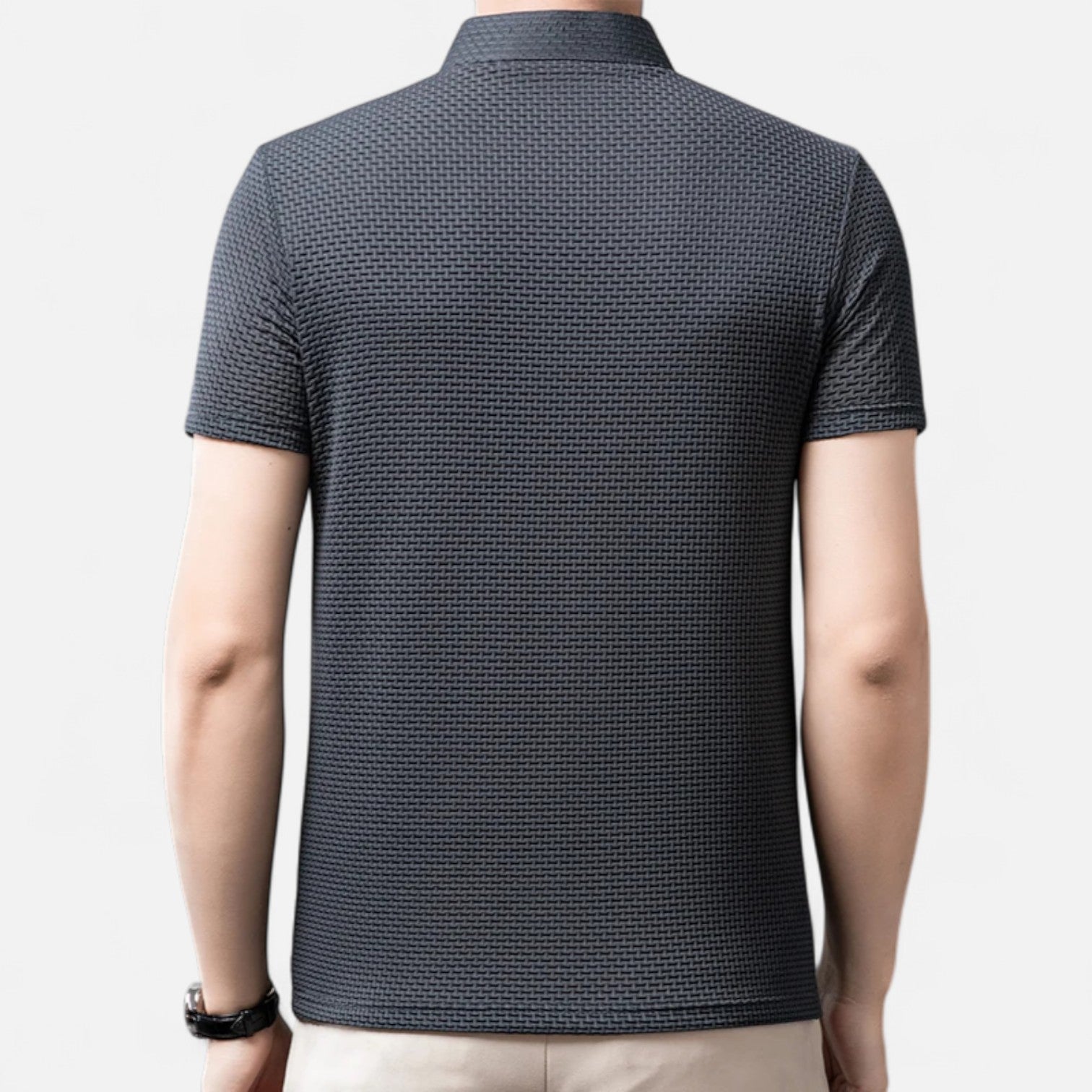 Fiventa | Men’s Summer Polo Shirt in Bone Weave Texture