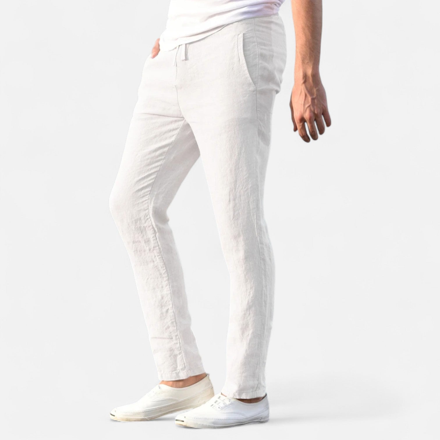 Fiventa | Men’s Breathable Solid Linen Pants for Everyday Ease