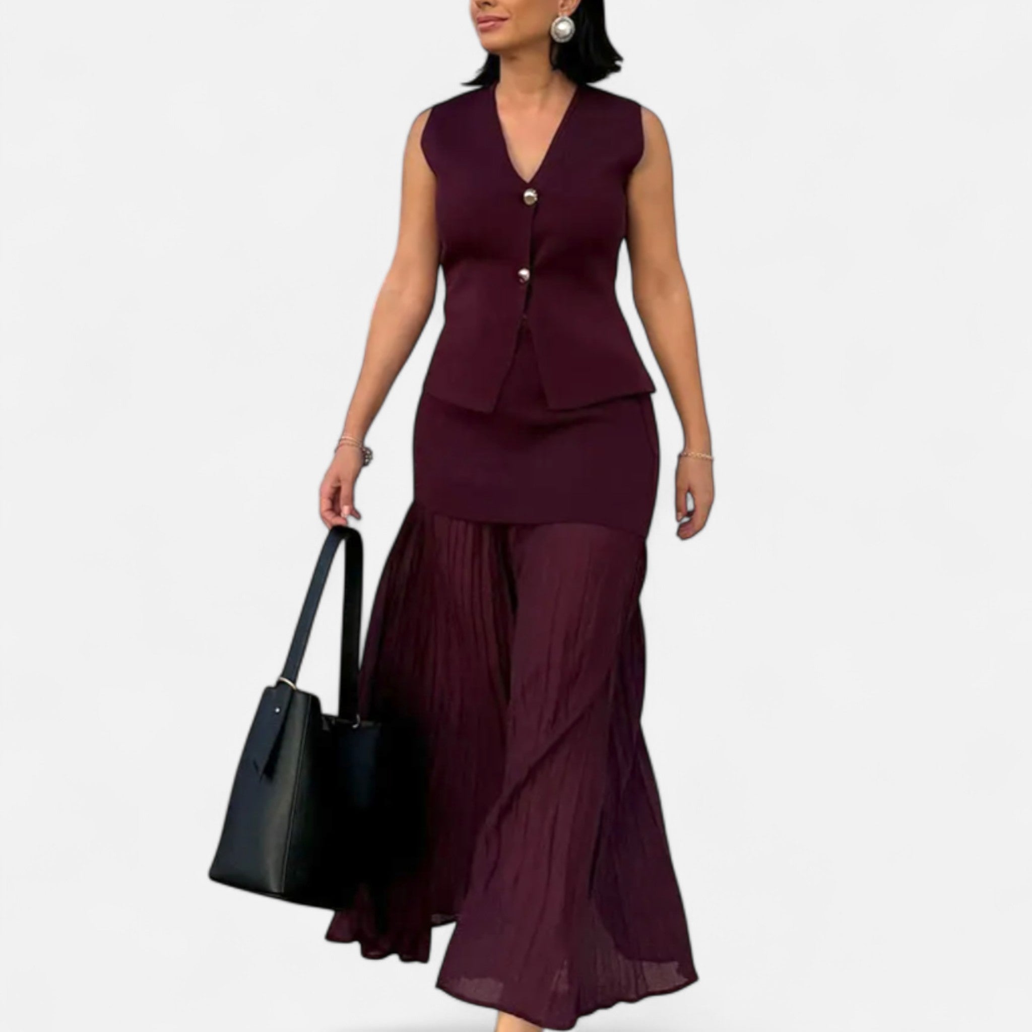 Fiventa | Women’s Knitted Vest & High-Waist Skirt Set