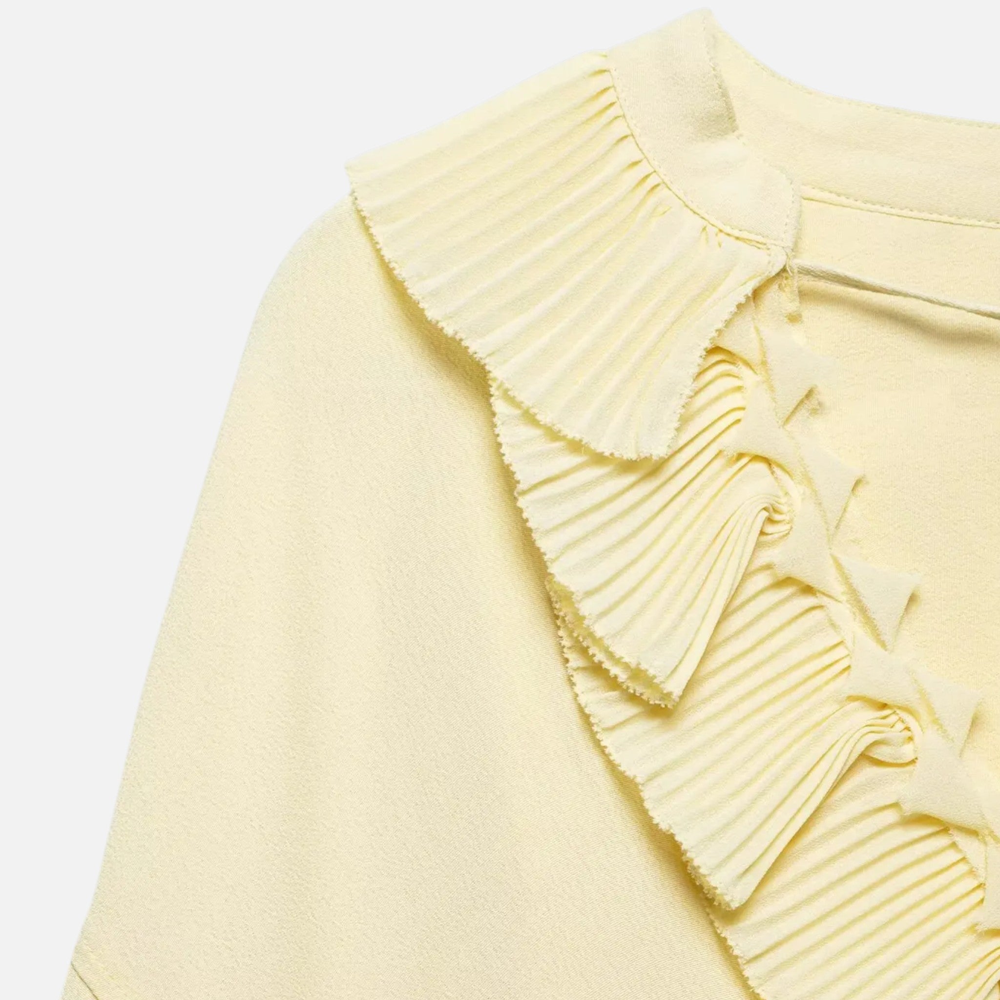 Fiventa | Women’s Ruffled Tie-Front Blouse in Marigold Yellow