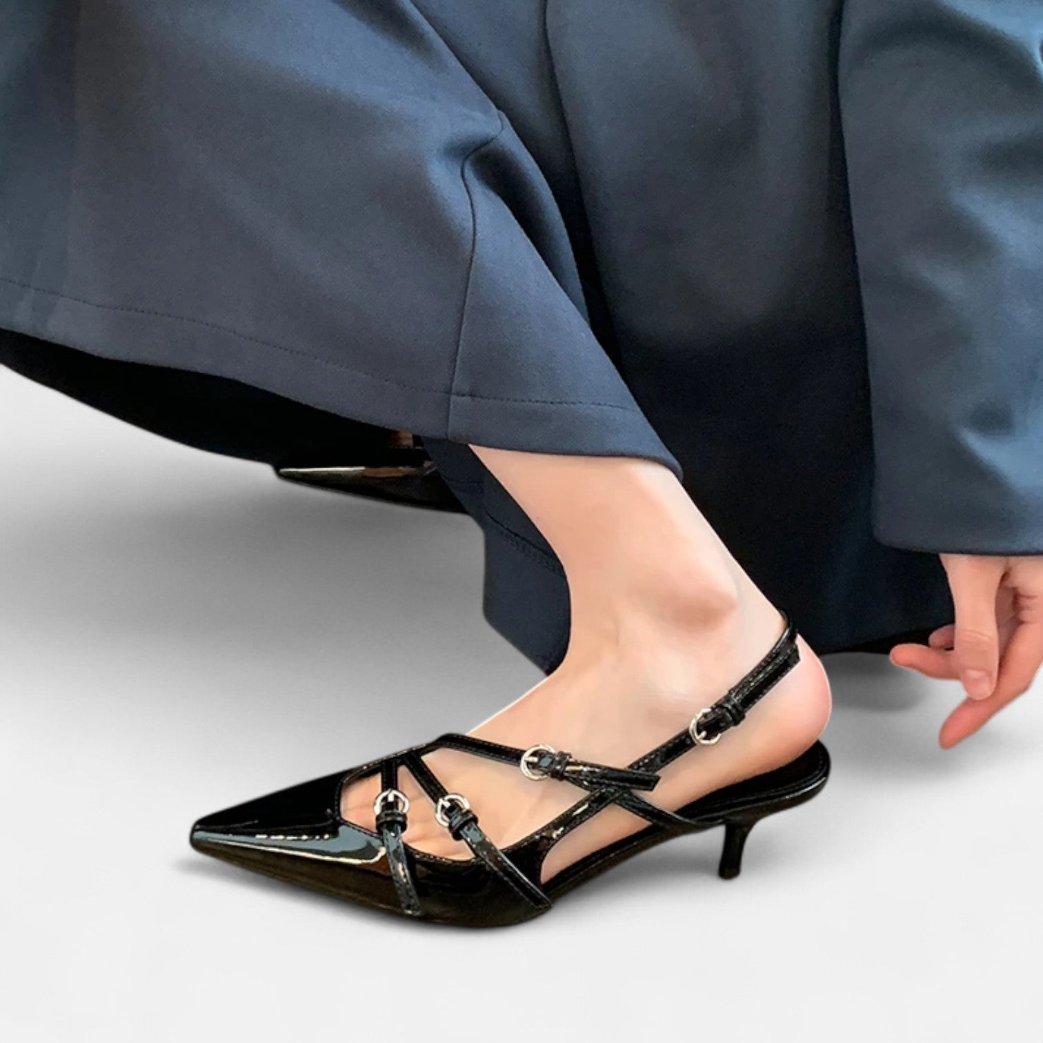 Fiventa | Women’s Narrow Band Heels in Porcelain Satin
