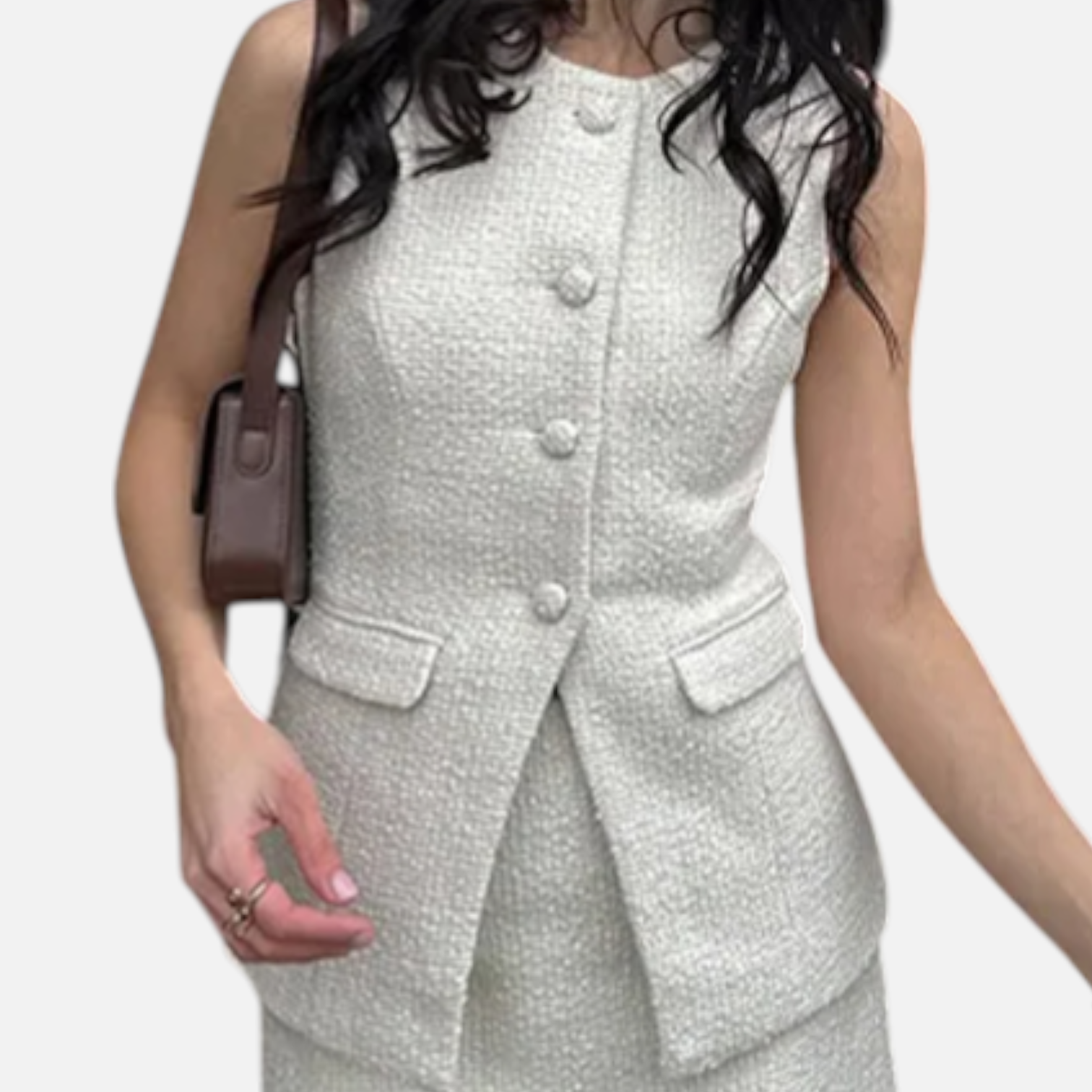 Fiventa | Women’s Vintage A-Line Skirt Suit in Pearl Tweed