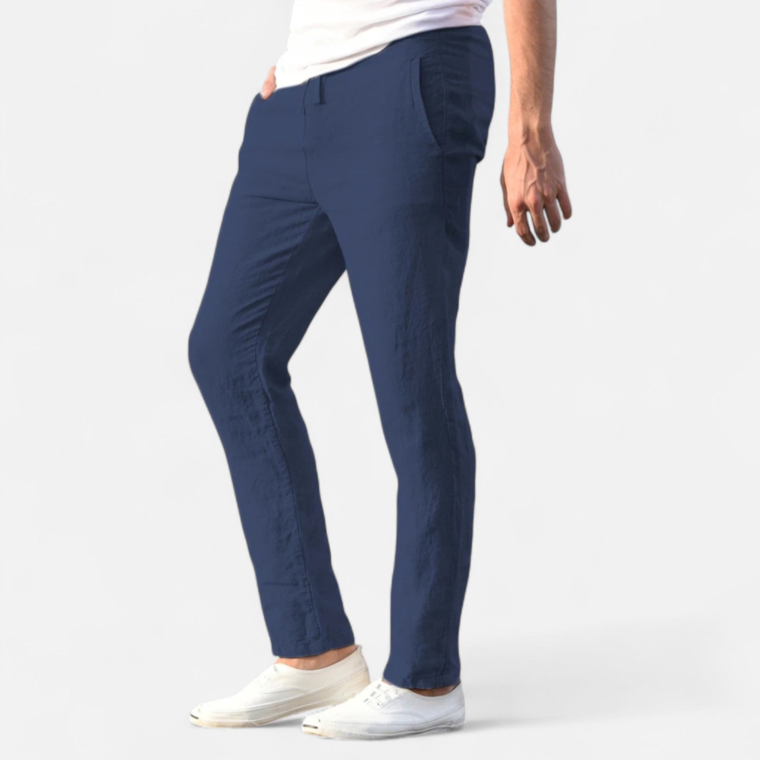 Fiventa | Men’s Breathable Solid Linen Pants for Everyday Ease