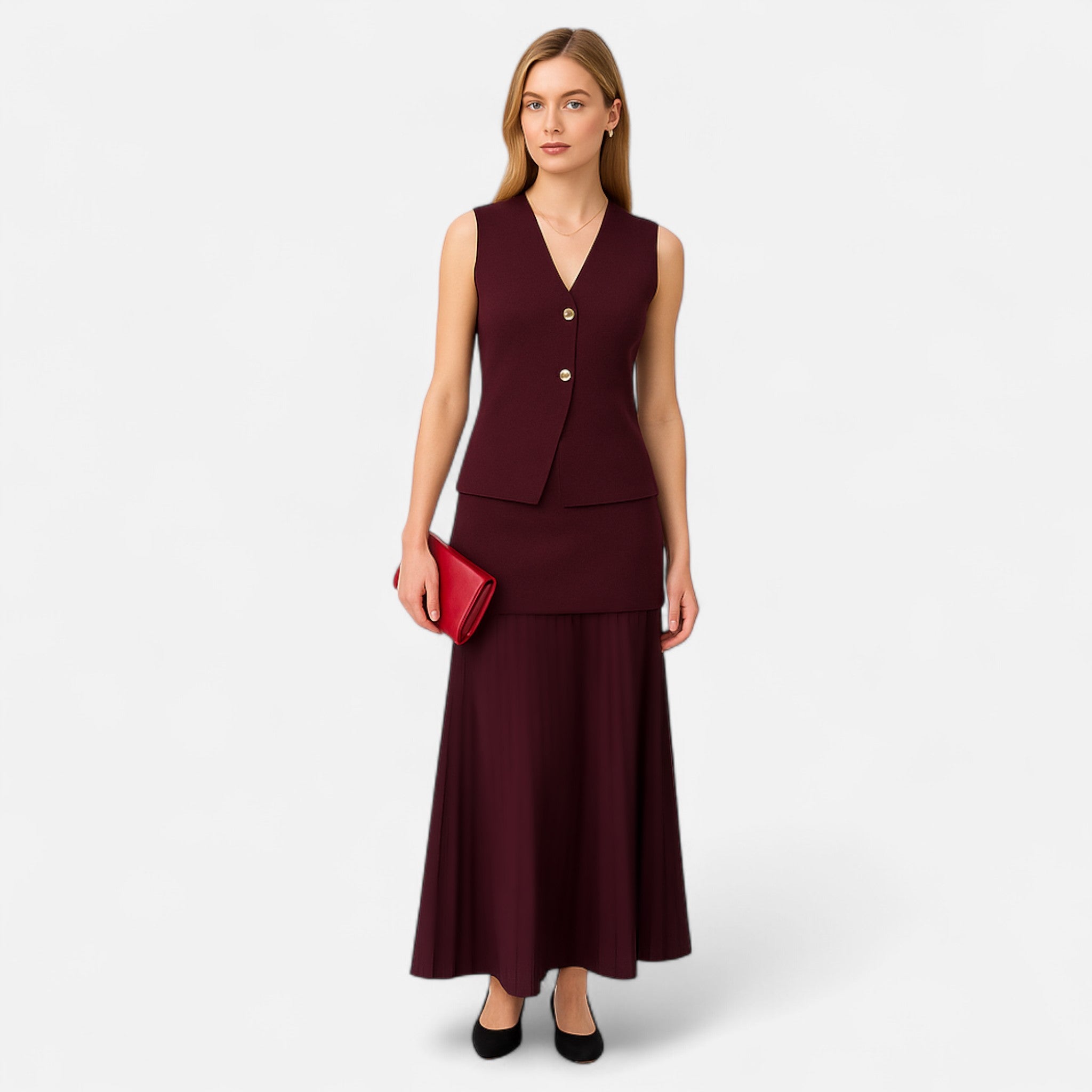 Fiventa | Women’s Knitted Vest & High-Waist Skirt Set