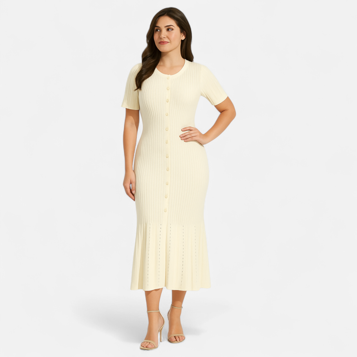 Fiventa | Women’s Elegant Patchwork Knit Dress in Riviera Length