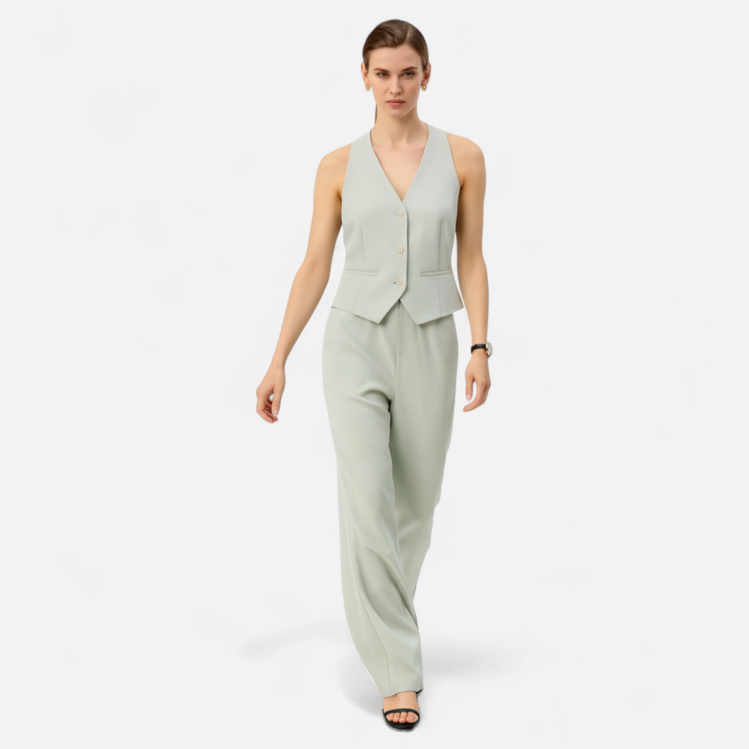 Fiventa | Women’s Tailored Vest & Wide-Leg Pants Suit