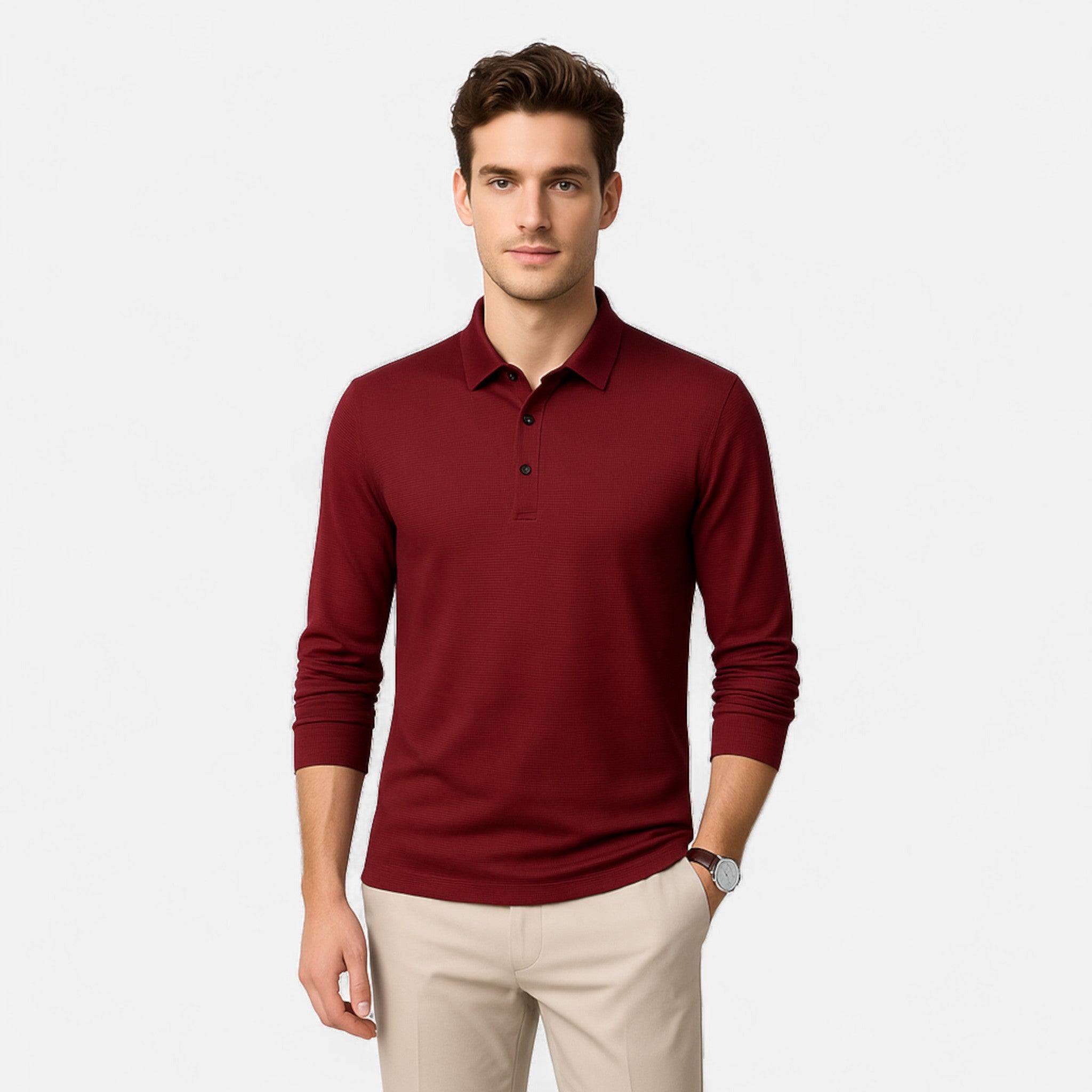 Fiventa | Men’s Business Casual Polo Shirt in Knit Texture