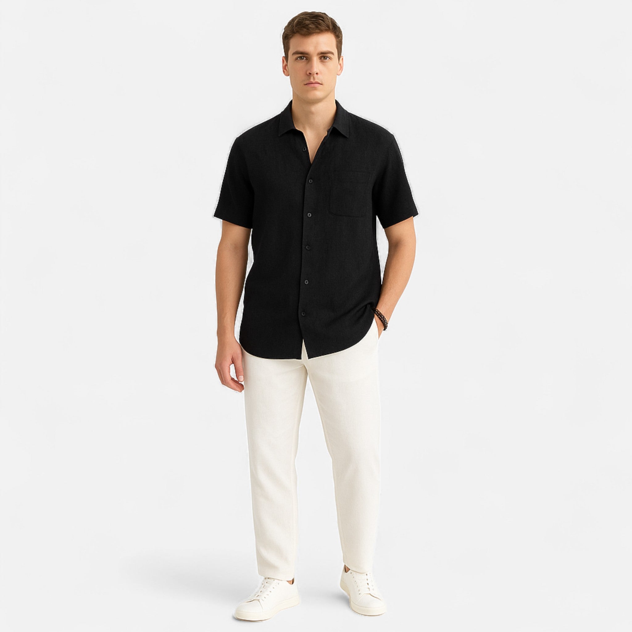 Fiventa | Men’s Short-Sleeve Beach Shirt with Turn-Down Collar