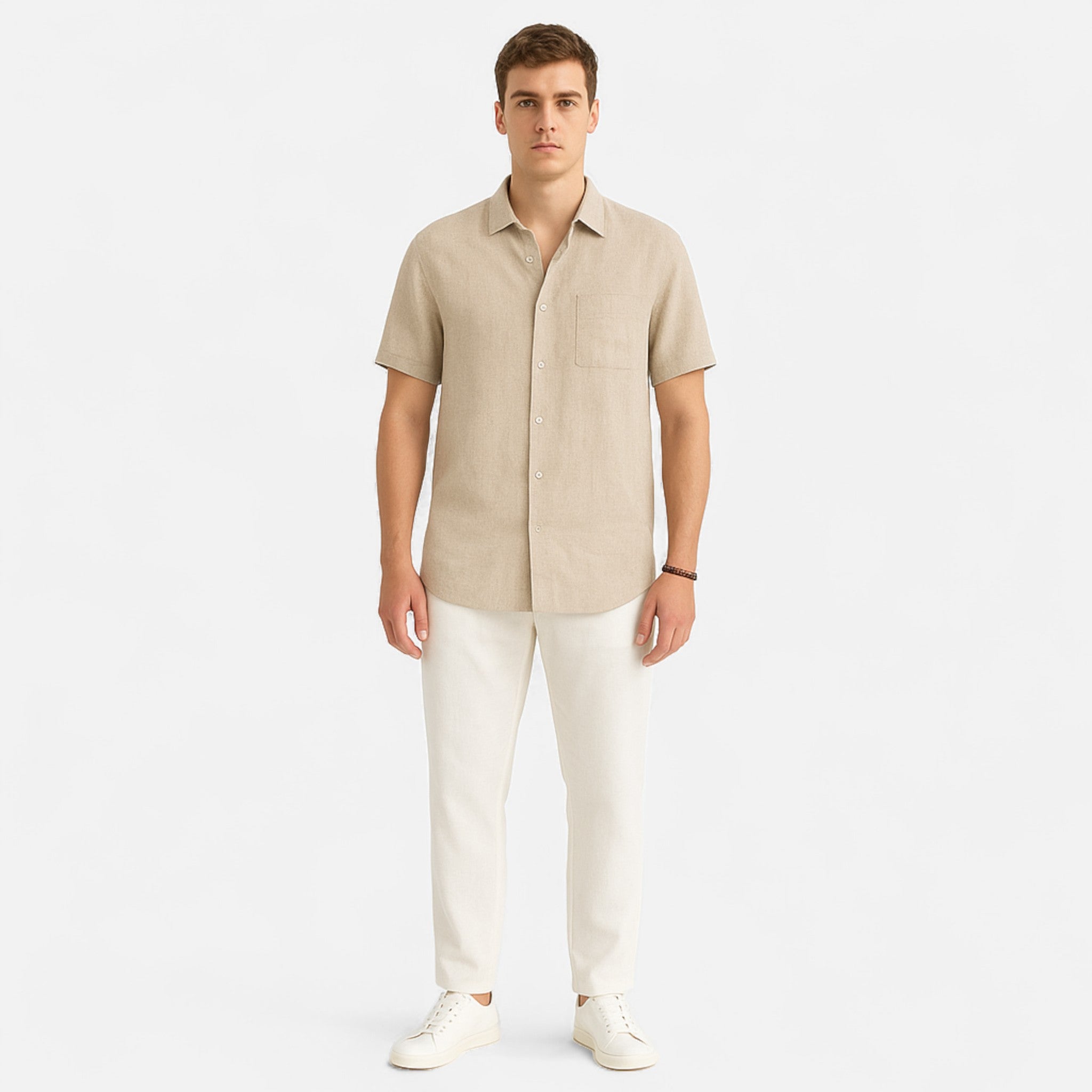 Fiventa | Men’s Short-Sleeve Beach Shirt with Turn-Down Collar