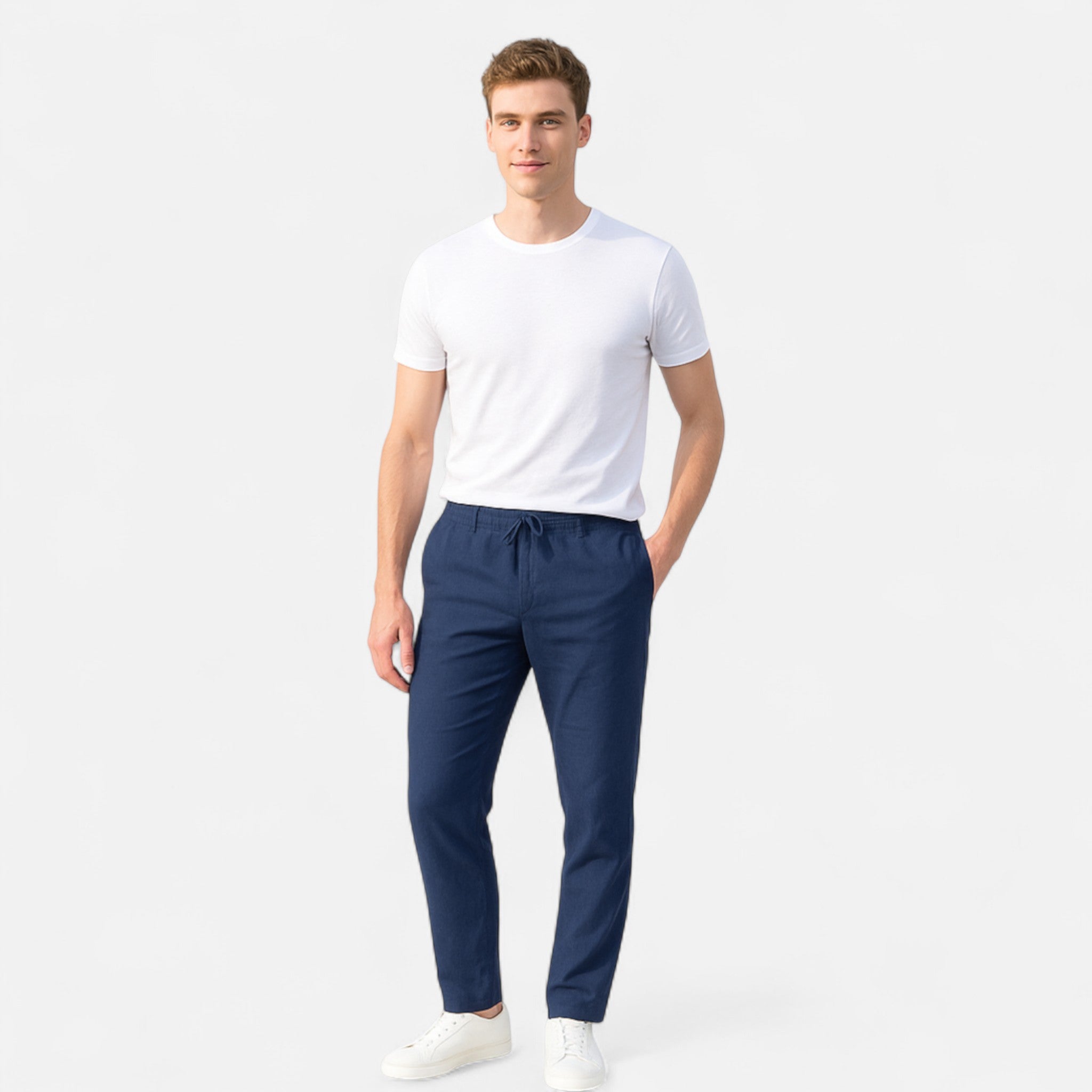 Fiventa | Men’s Breathable Solid Linen Pants for Everyday Ease
