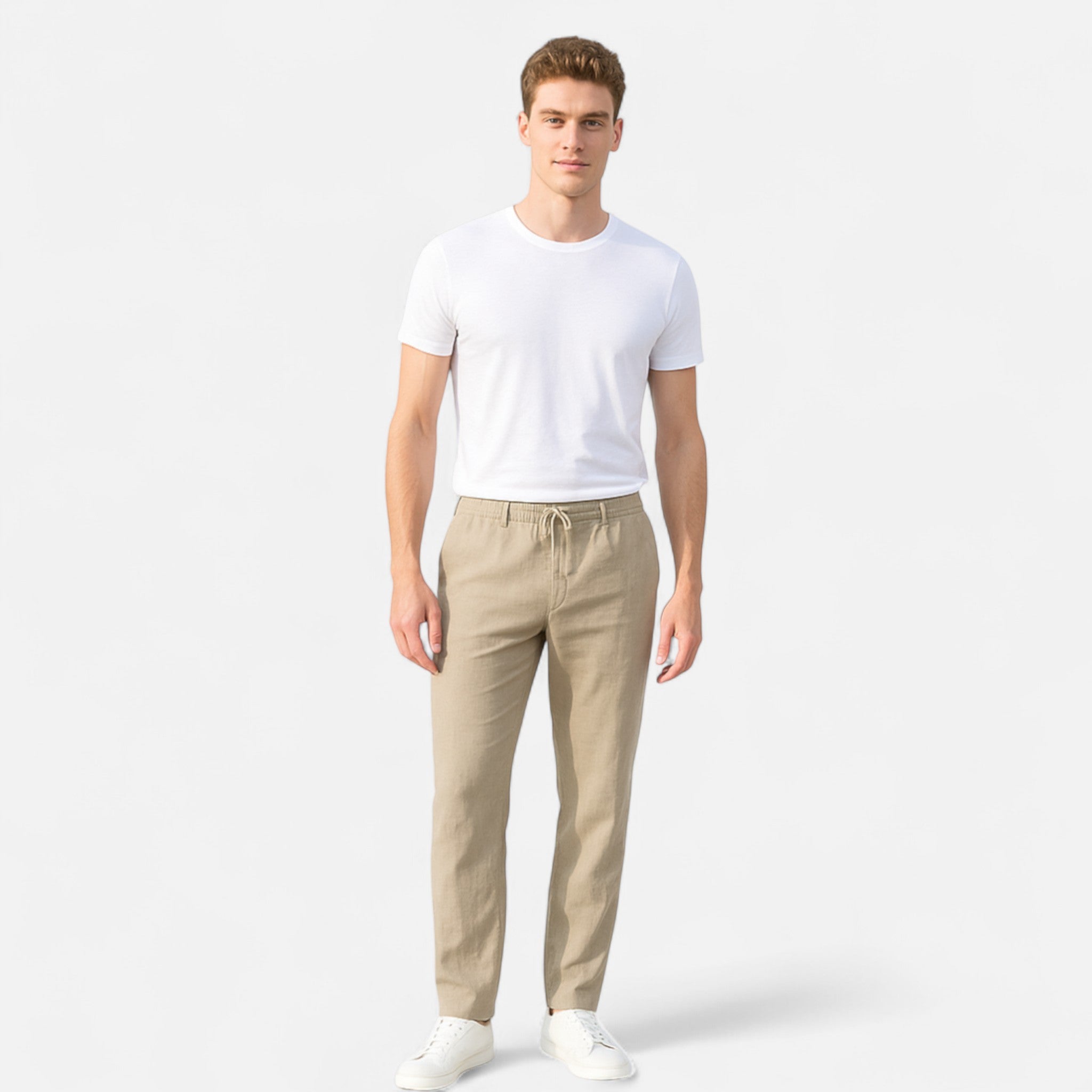 Fiventa | Men’s Breathable Solid Linen Pants for Everyday Ease