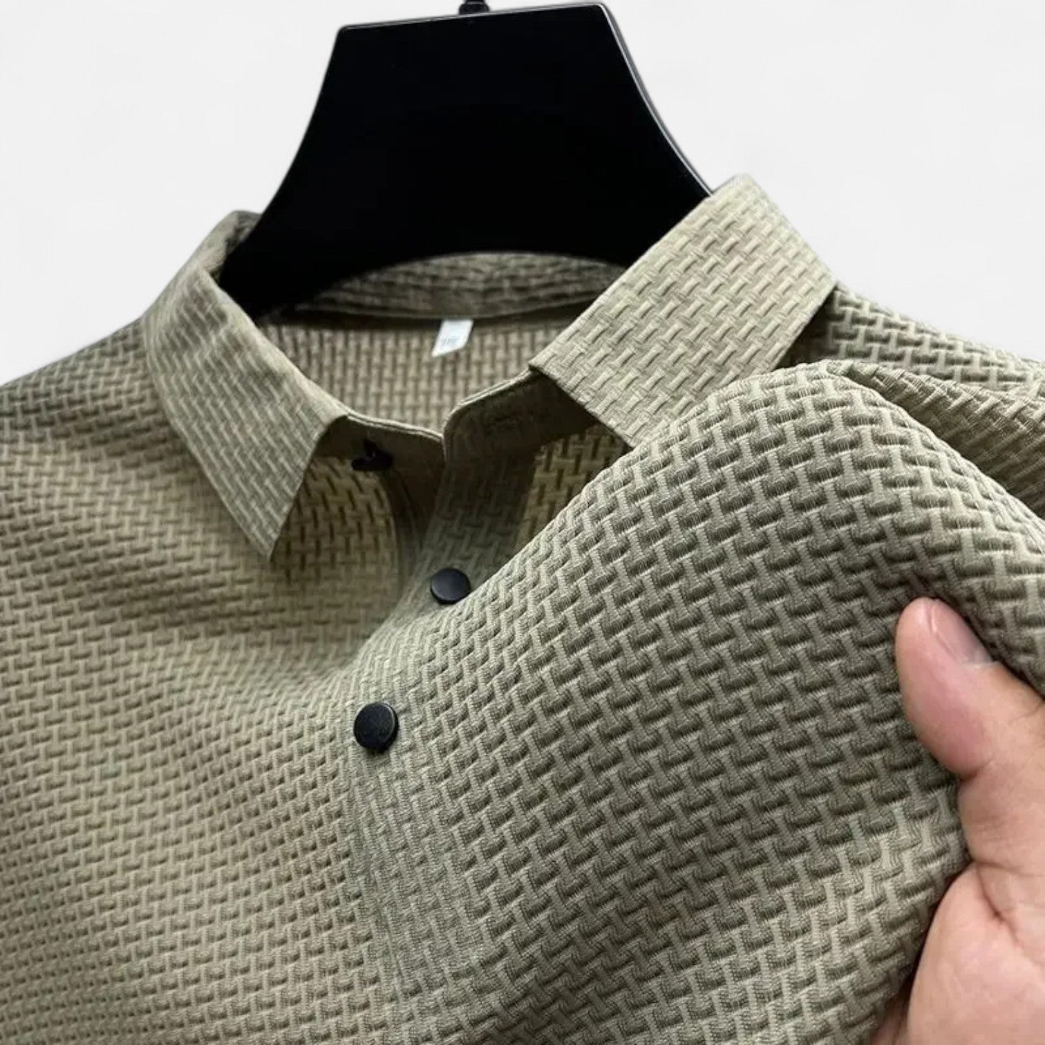 Fiventa | Men’s Summer Polo Shirt in Bone Weave Texture