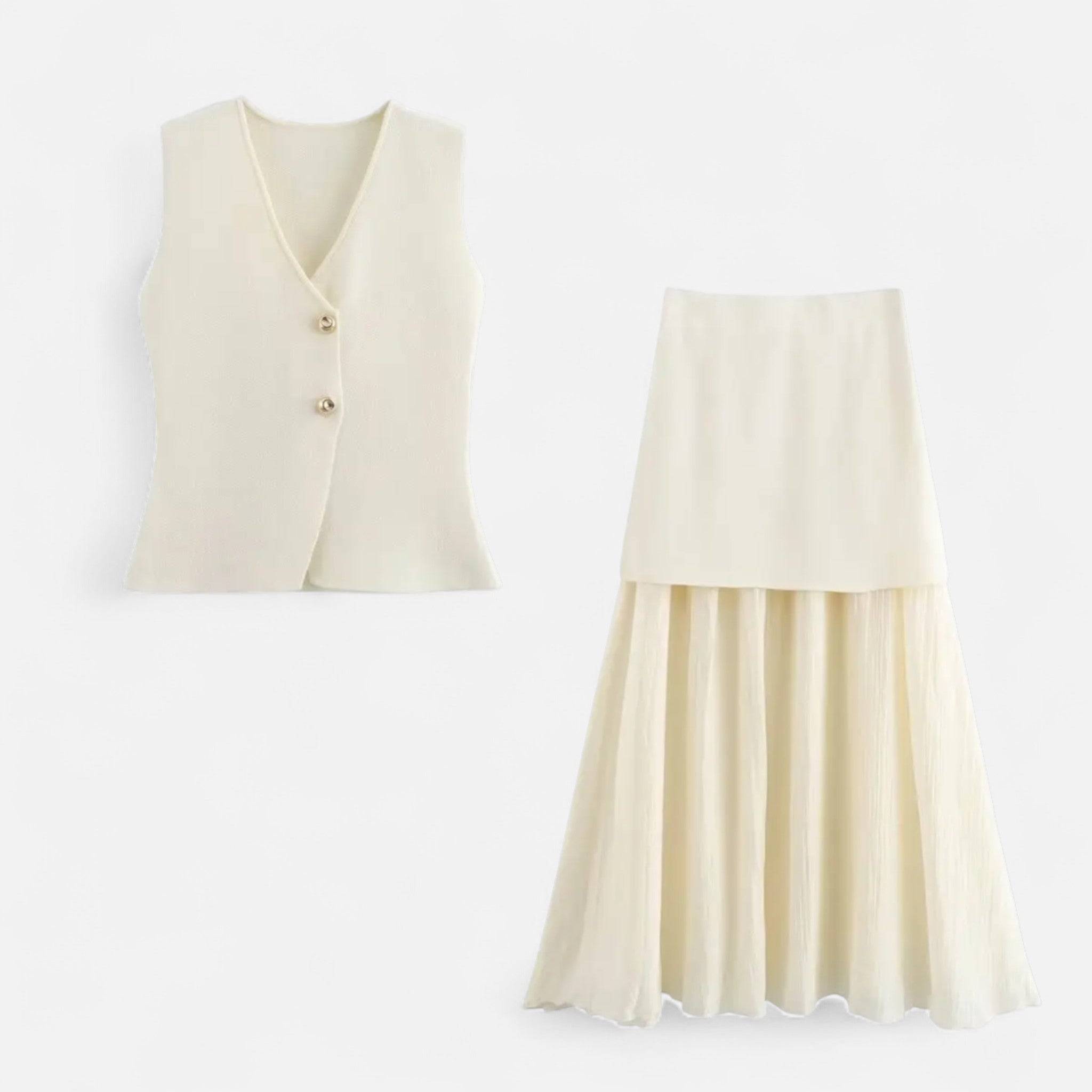 Fiventa | Women’s Knitted Vest & High-Waist Skirt Set
