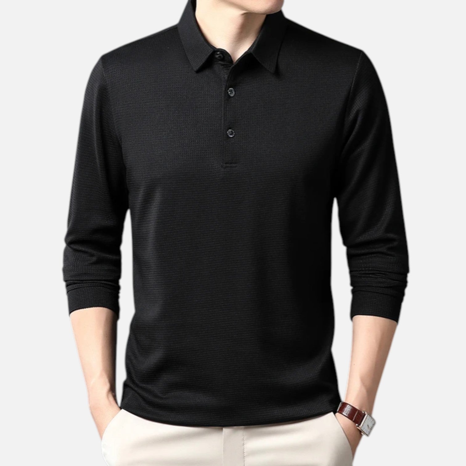 Fiventa | Men’s Business Casual Polo Shirt in Knit Texture