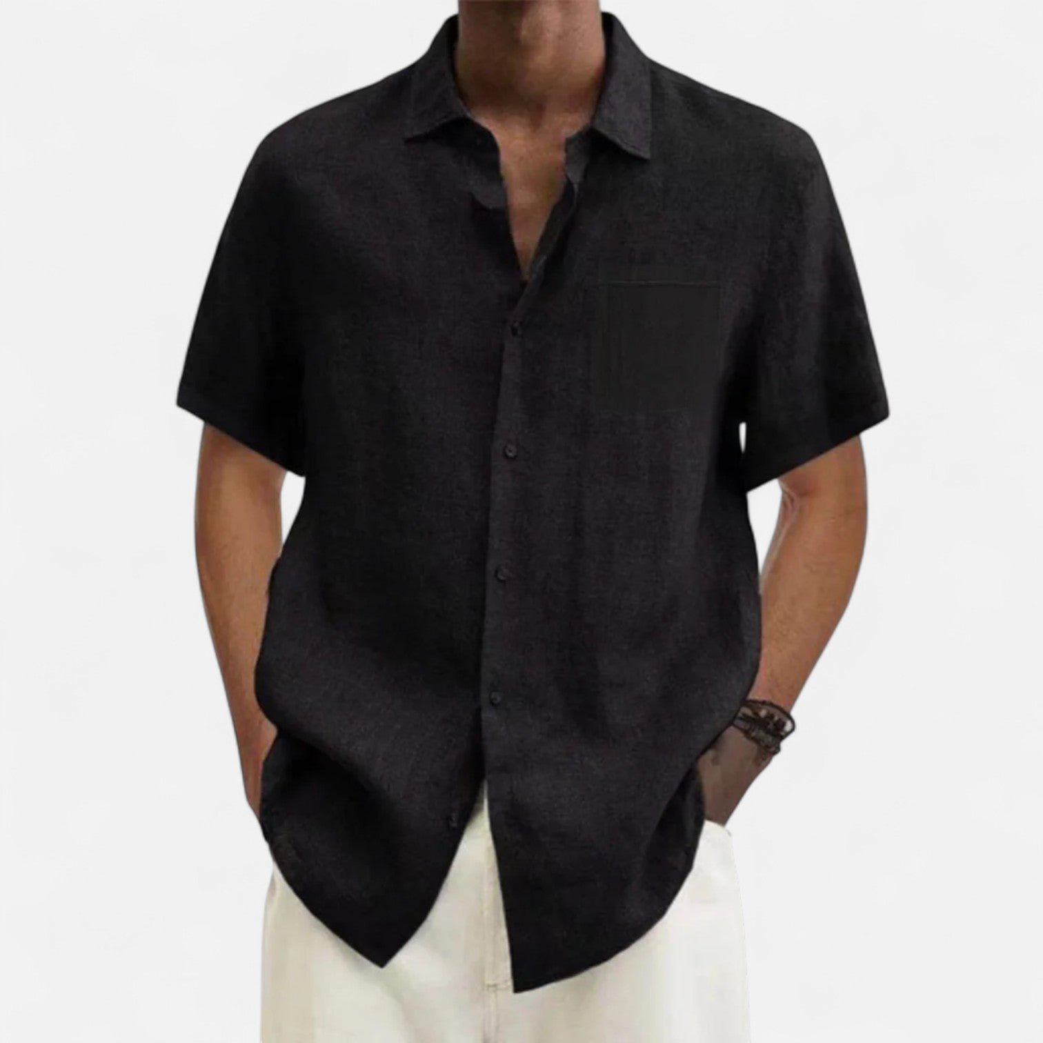 Fiventa | Men’s Short-Sleeve Beach Shirt with Turn-Down Collar